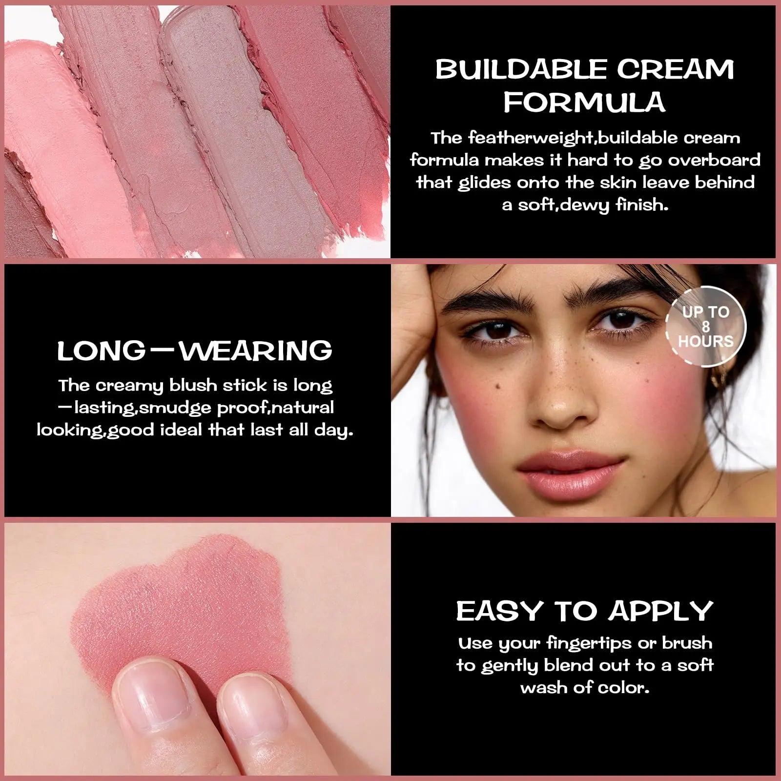 FOCALLURE Cream Blush Makeup,Buildable Blush Stick for Cheeks,Matte and Dewy Finish,Long Wearing,Easy Application,Lightweight Multi Stick,ROSE FLUSH FOCALLURE uk supplements