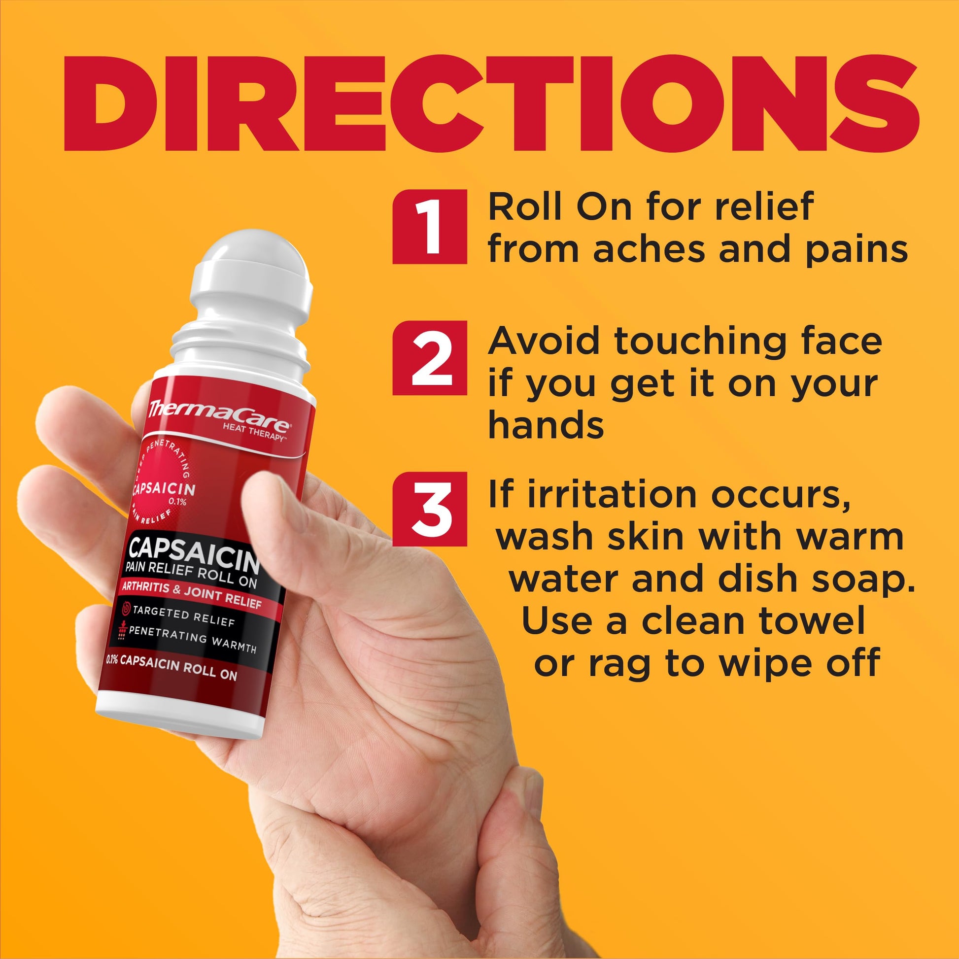 ThermaCare Arthritis Pain Relief Roll-On - Fast-Acting Capsaicin Formula for Joint & Muscle Pain - Soothing Warmth - Mess-Free Application - Targets Stiffness & Discomfort - 2.5 oz ThermaCare uk supplements