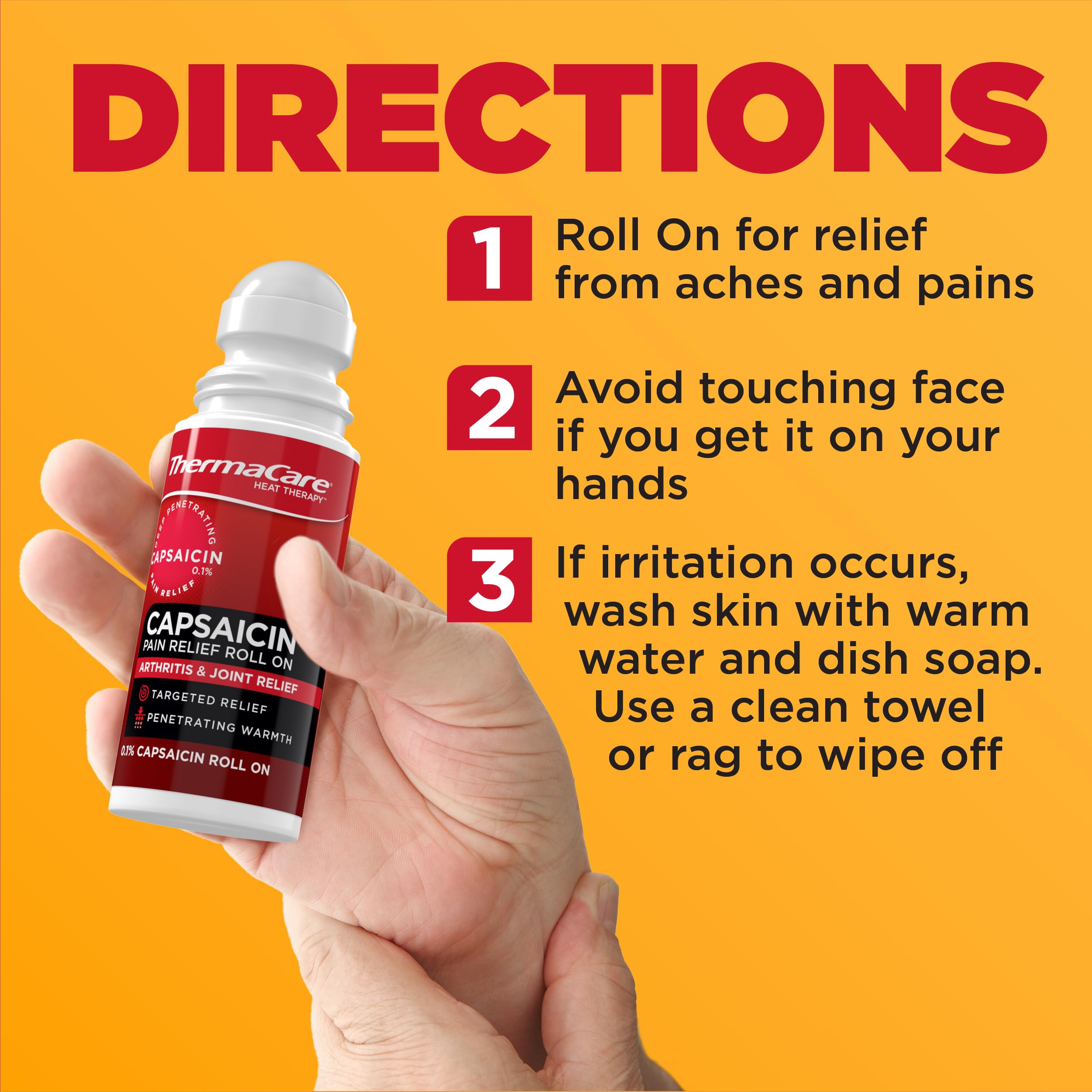 ThermaCare Arthritis Pain Relief Roll-On - Fast-Acting Capsaicin Formula for Joint & Muscle Pain - Soothing Warmth - Mess-Free Application - Targets Stiffness & Discomfort - 2.5 oz ThermaCare uk supplements