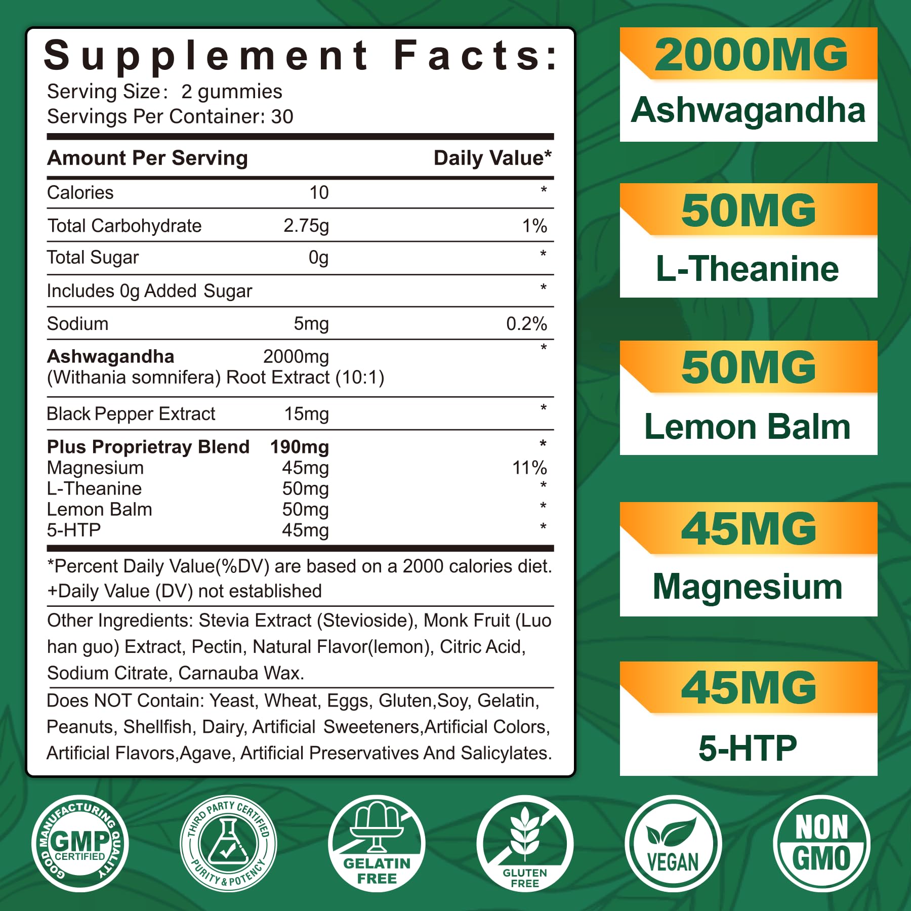 NEVISS Ashwagandha Gummies 2000mg, Feel Refreshed, Plus Proprietary Blend with L-Theanine, 5-HTP, Lemon Balm, Magnesium for Calm, Zzzs & Relaxation Support, 120 Count NEVISS uk supplements