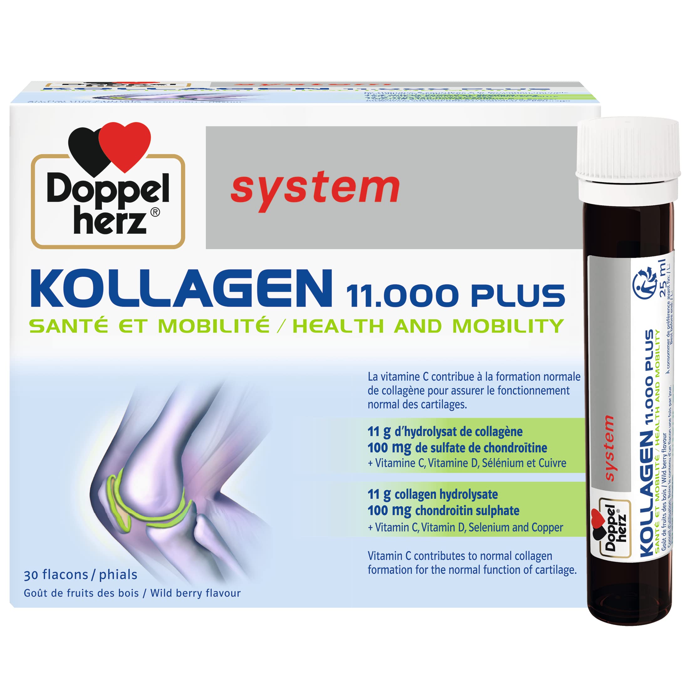 Doppelherz - Kollagen 11000 Plus - Collagen hydrolysate, chondroitin Sulphate, Vitamins C and D and Trace Elements Doppelherz uk supplements