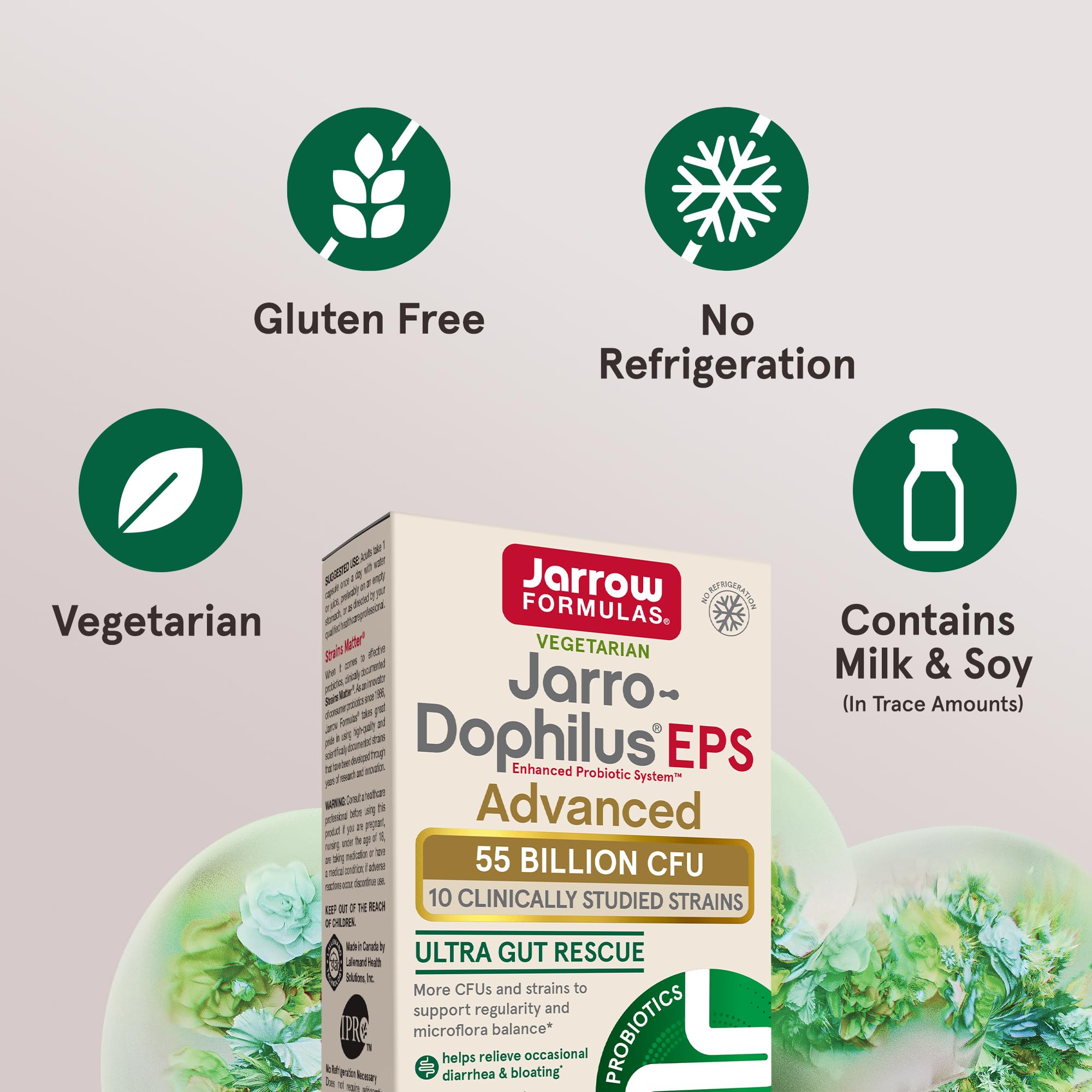 Jarrow Formulas Jarro-Dophilus EPS Advanced, 55 Billion CFU Probiotics, Digestive Support for Adults, 30 Probiotic Supplement Veggie Capsules, Up to 30 Day Supply Jarrow Formulas uk supplements