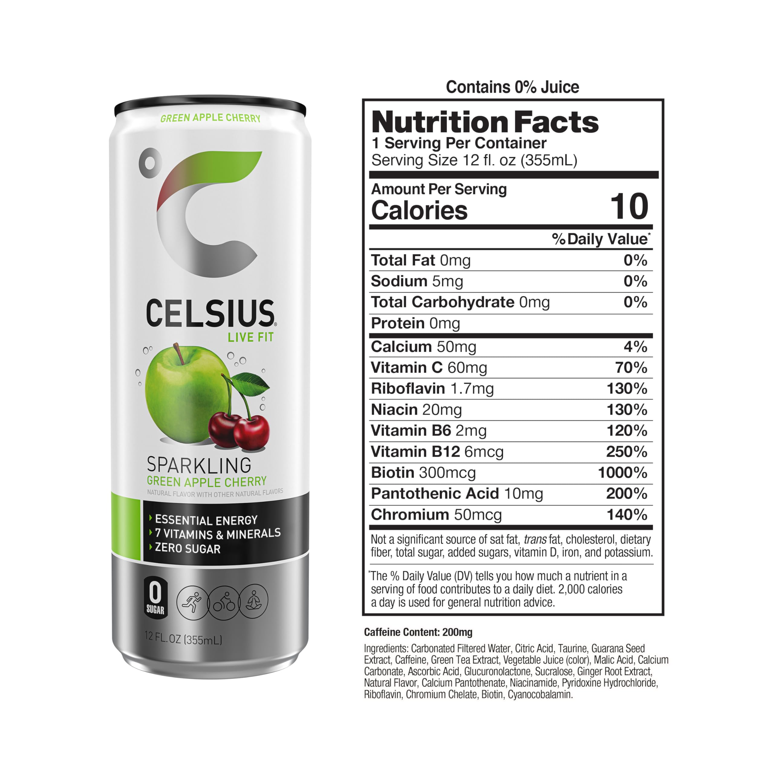 CELSIUS Sparkling Green Apple Cherry, Functional Essential Energy Drink, 12 Fl Oz CELSIUS uk supplements