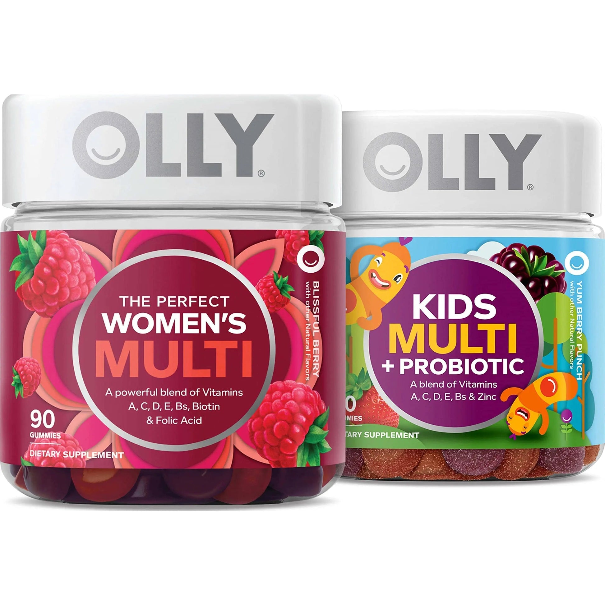 OLLY Gift, Family 2 Pack: Women's Multivitamin Gummy (90 Count), Kids Multivitamin + Probiotic Gummy (70 Count), Vitamins A, D, C, E, B, Chewable Supplement OLLY uk supplements
