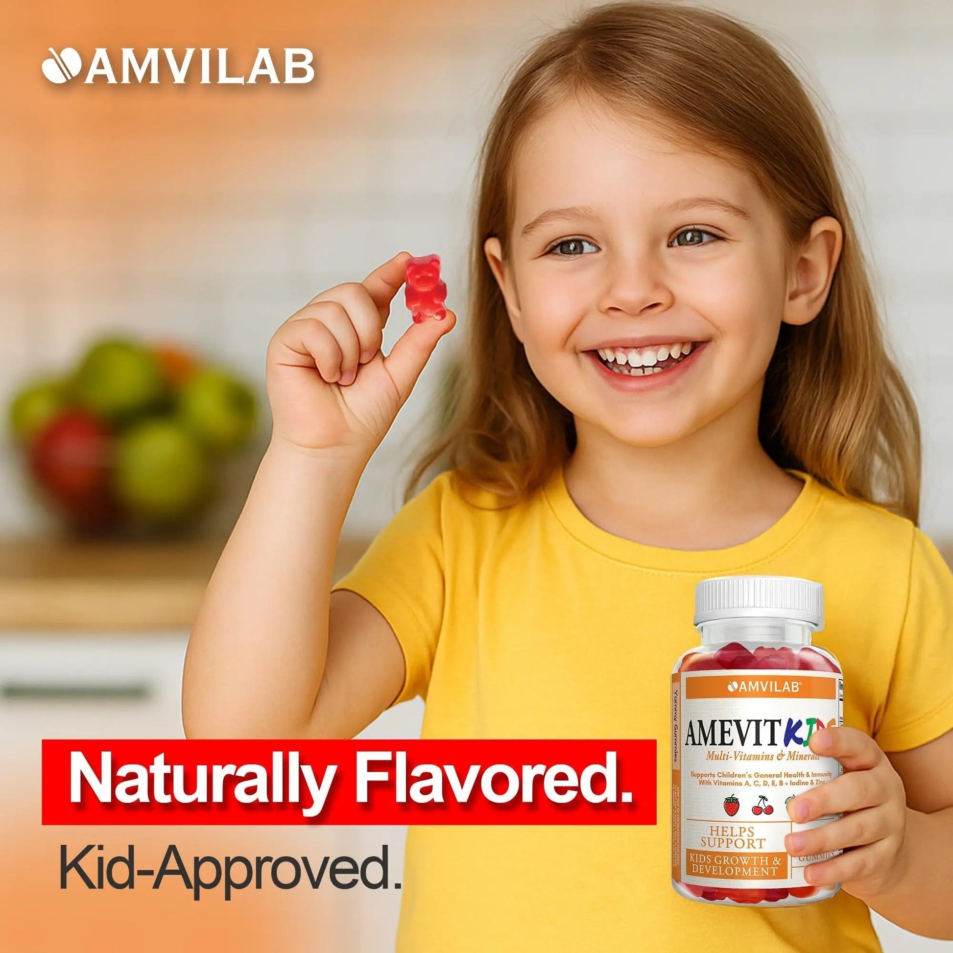 AMVILAB Amevit Kids Gummy Multivitamin – Complete Daily Vitamins for Children – with Essential Nutrients for Growth & Immunity AMVILAB uk supplements
