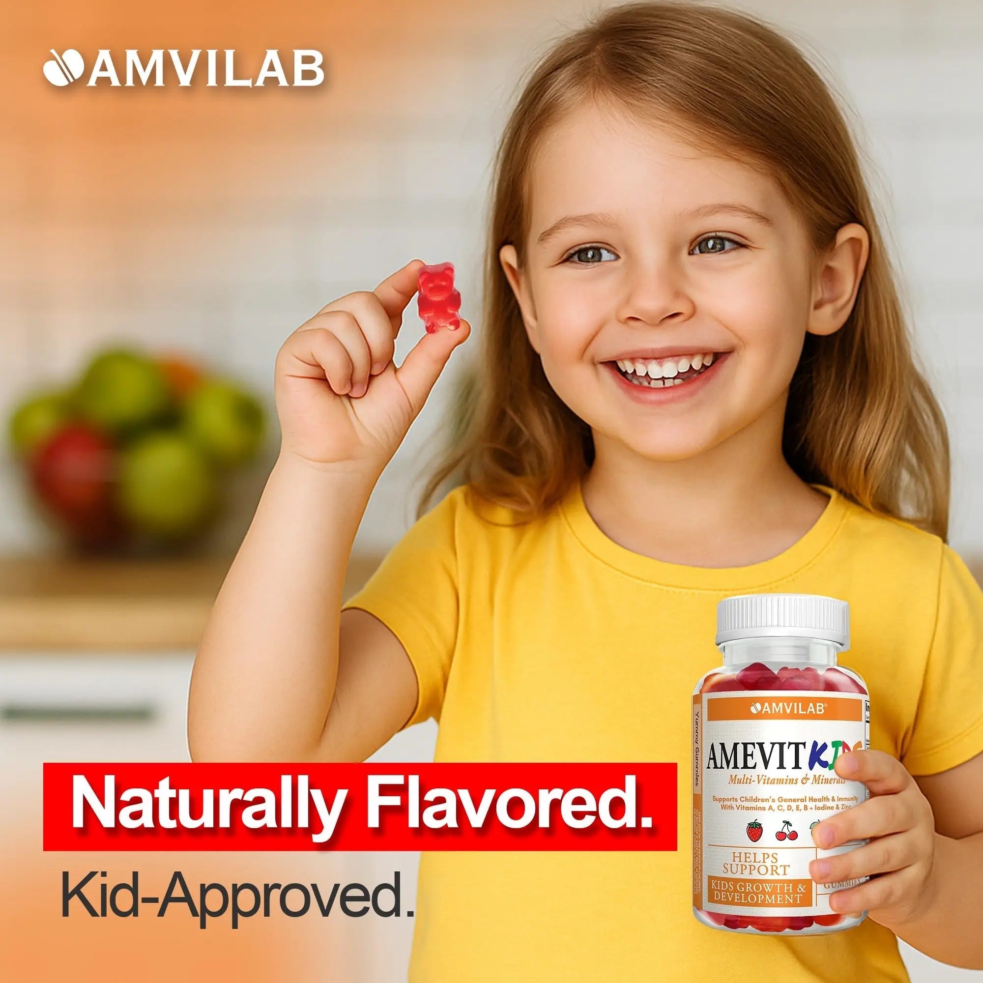 AMVILAB Amevit Kids Gummy Multivitamin – Complete Daily Vitamins for Children – with Essential Nutrients for Growth & Immunity AMVILAB uk supplements