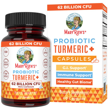 MaryRuth Organics Probiotic Turmeric + Extra GI Support | 62 Billion CFU | Organic Ingredients Turmeric Complex with Probiotics | Turmeric Curcumin Capsules for Digestion | Vegan | 60 Count MARYRUTH'S uk supplements