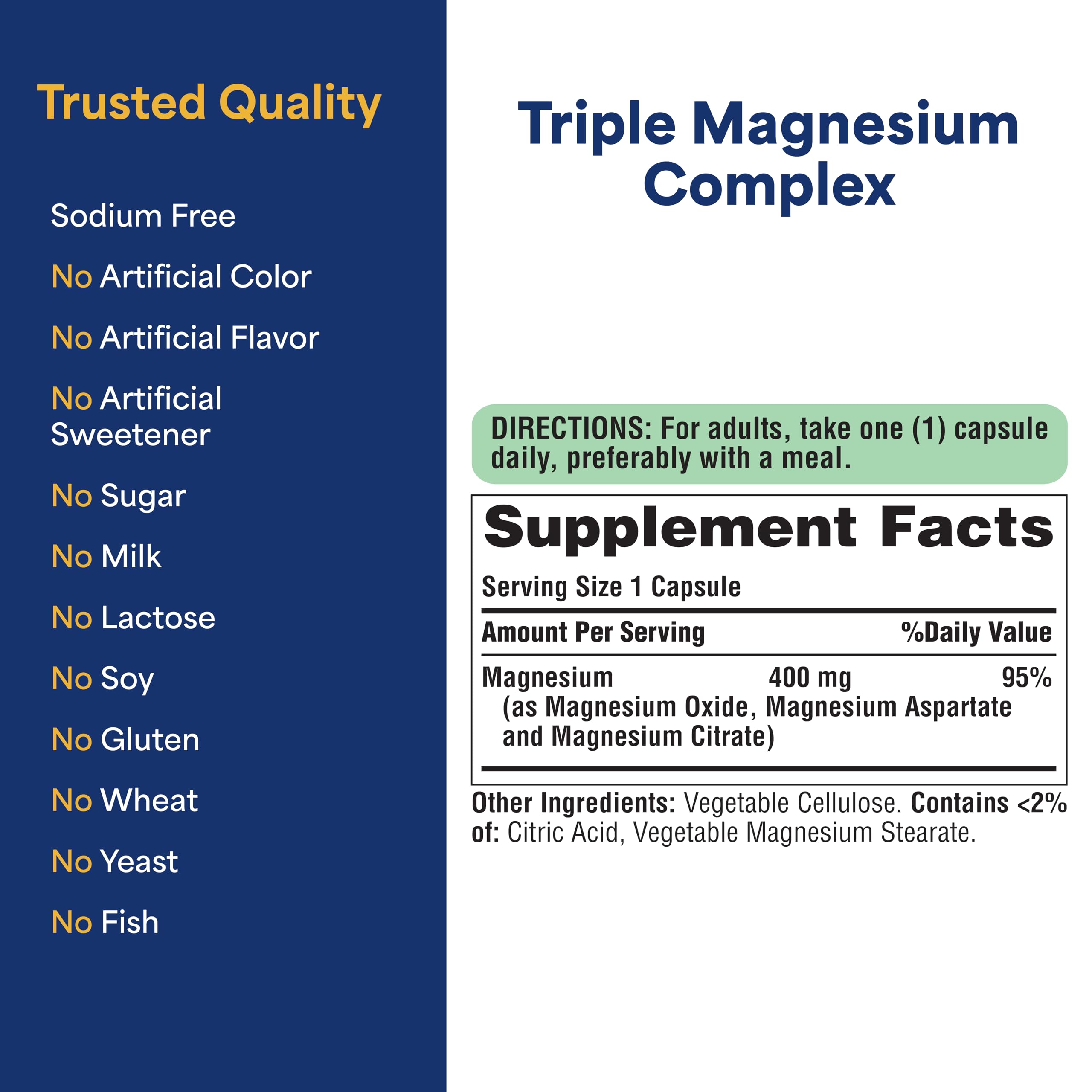 Puritan's Pride Triple Magnesium Complex with Magnesium Oxide, Aspartate, and Citrate 400mg, Dietary Supplement for Muscle, Heart, Nerve, and Bone Support, 120 Rapid Release Capsules Puritan's Pride uk supplements