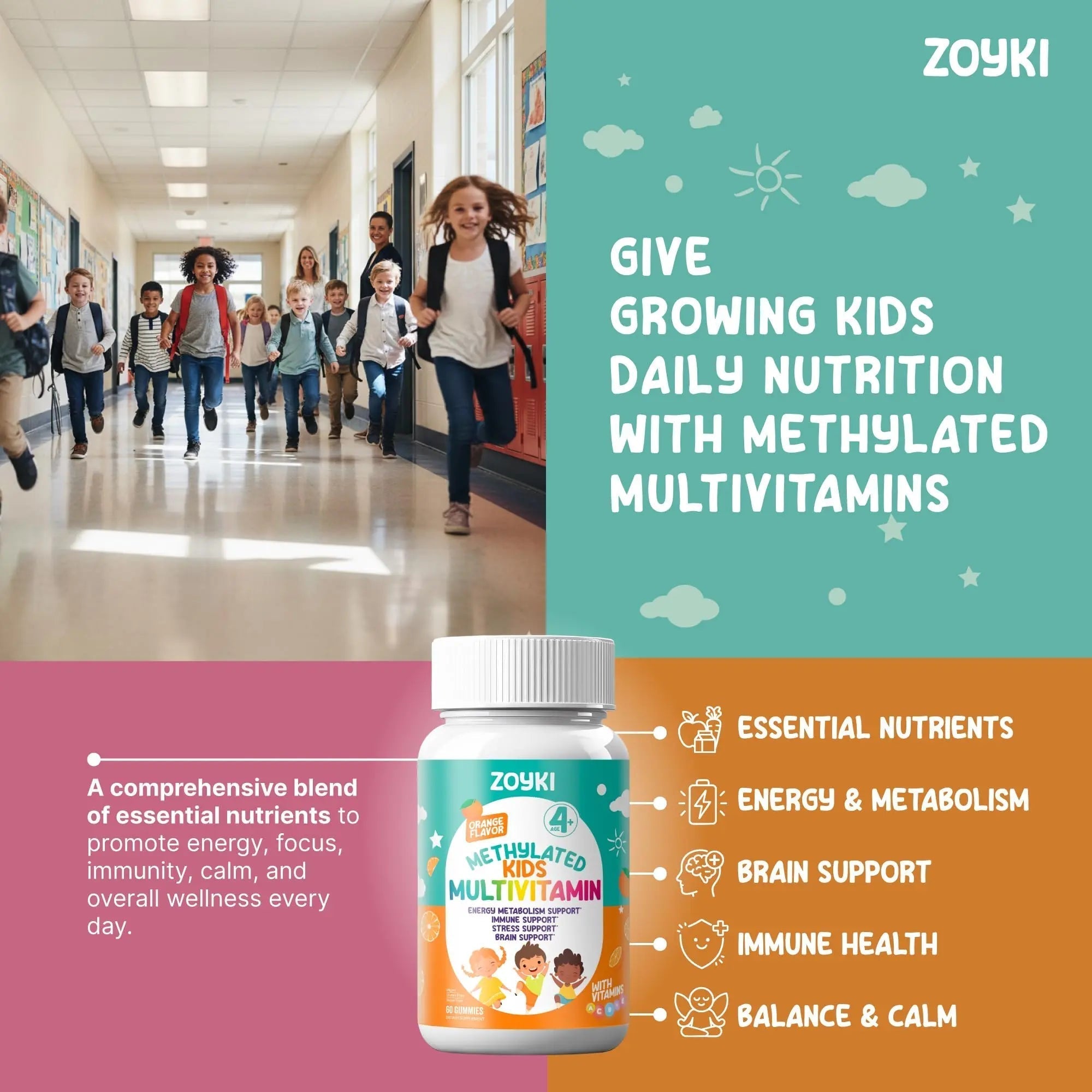 Zoyki Methylated Multivitamin Gummies for Kids - Children’s MTHFR Support Supplement with B Complex 5-MTHF Folate (L-Methylfolate) Zoyki uk supplements