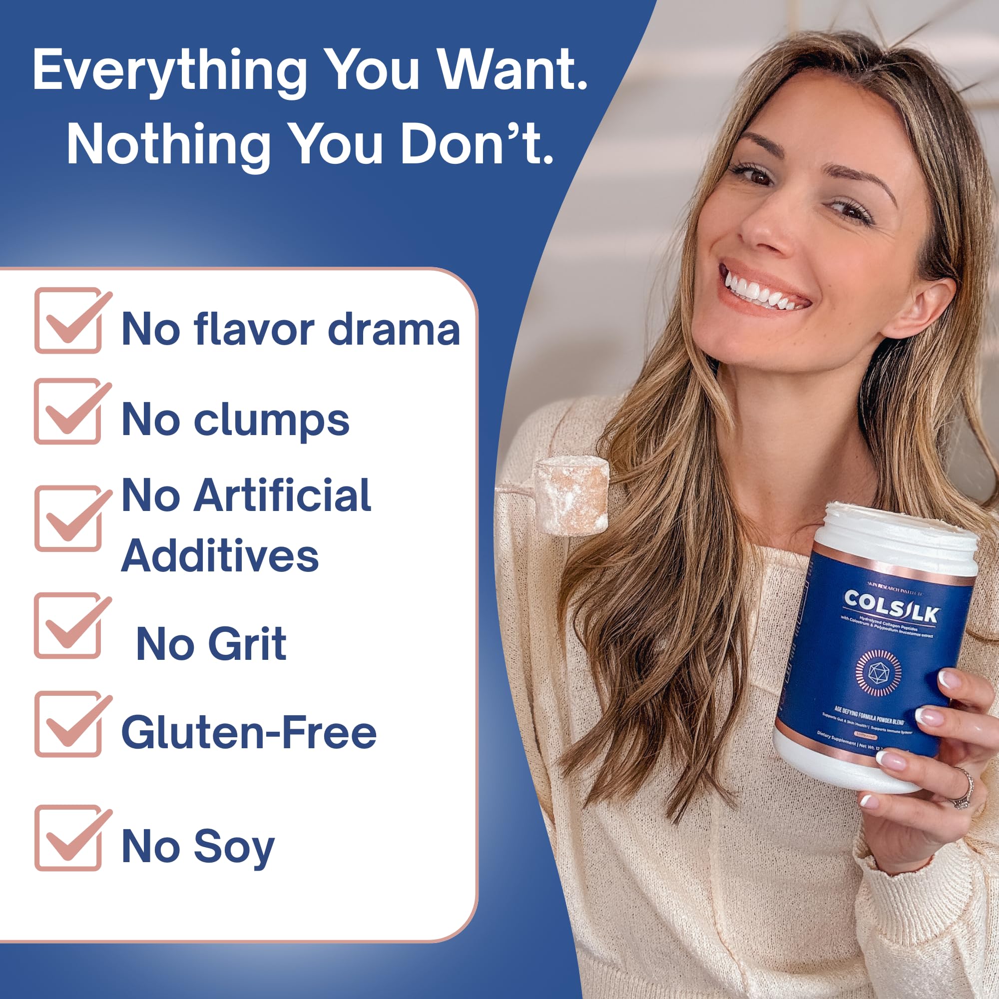 SRILabs ColSilk Unflavored Hydrolyzed Collagen Powder with Colostrum and Polypodium - Skin, Hair, Nails, Gut Health and Joint Support - One Scoop Daily | 1 Month Supply Skin Research Institute uk supplements