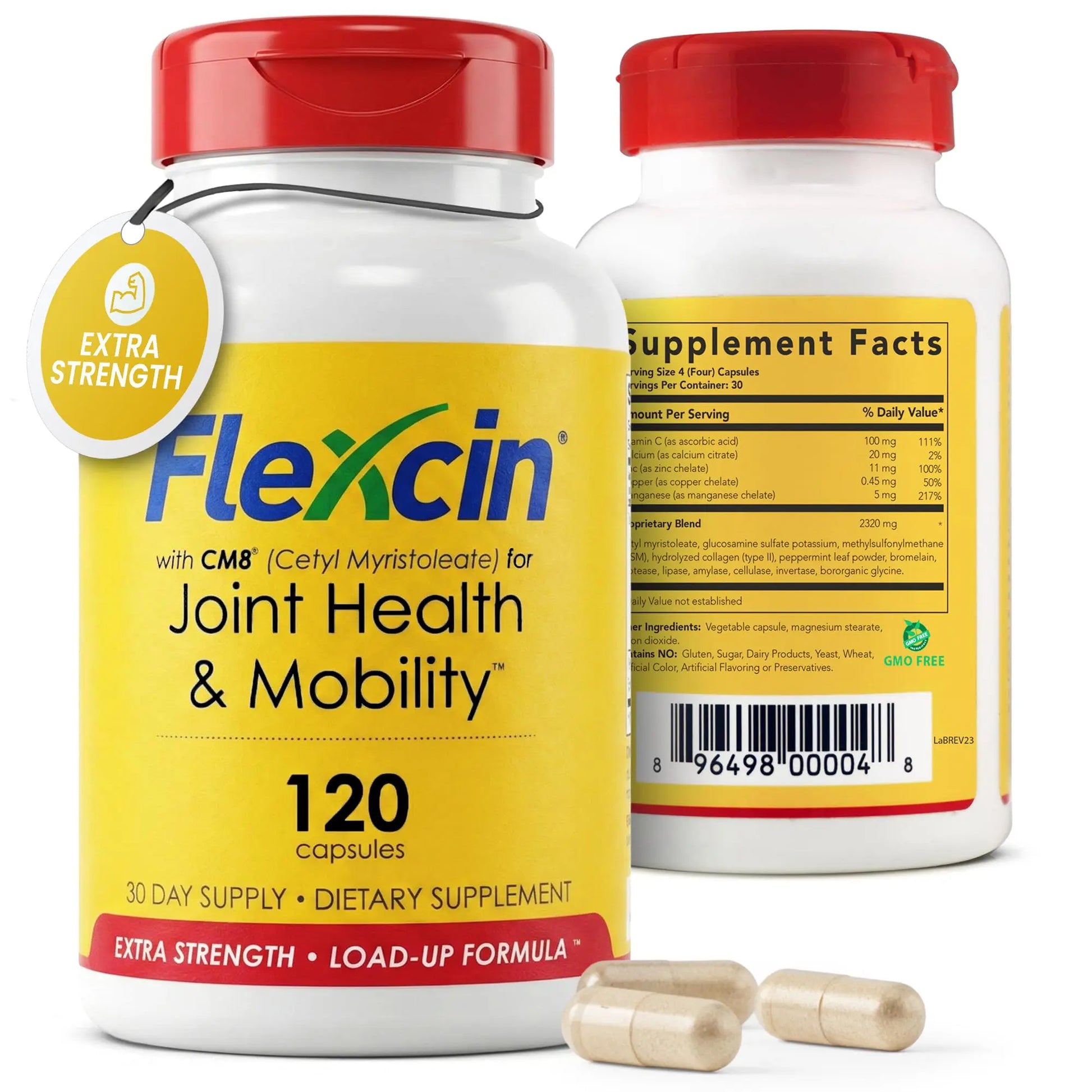 Flexcin Extra Strength Joint Formula with CM8 (Cetyl Myristoleate) - Joint Supplements for Men and Women with Glucosamine, MSM, Collagen Type II - 120 Capsules Flexcin uk supplements