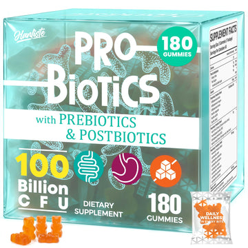 (180 Count) Probiotic Gummies, 19 in 1 Prebiotics Postbiotic Probiotic Gummies, 100 Billion CFU Probiotics for Women Men, Complete Immune, Gut & Digestive Support*, Sugar Free, Vegan Hanliste uk supplements