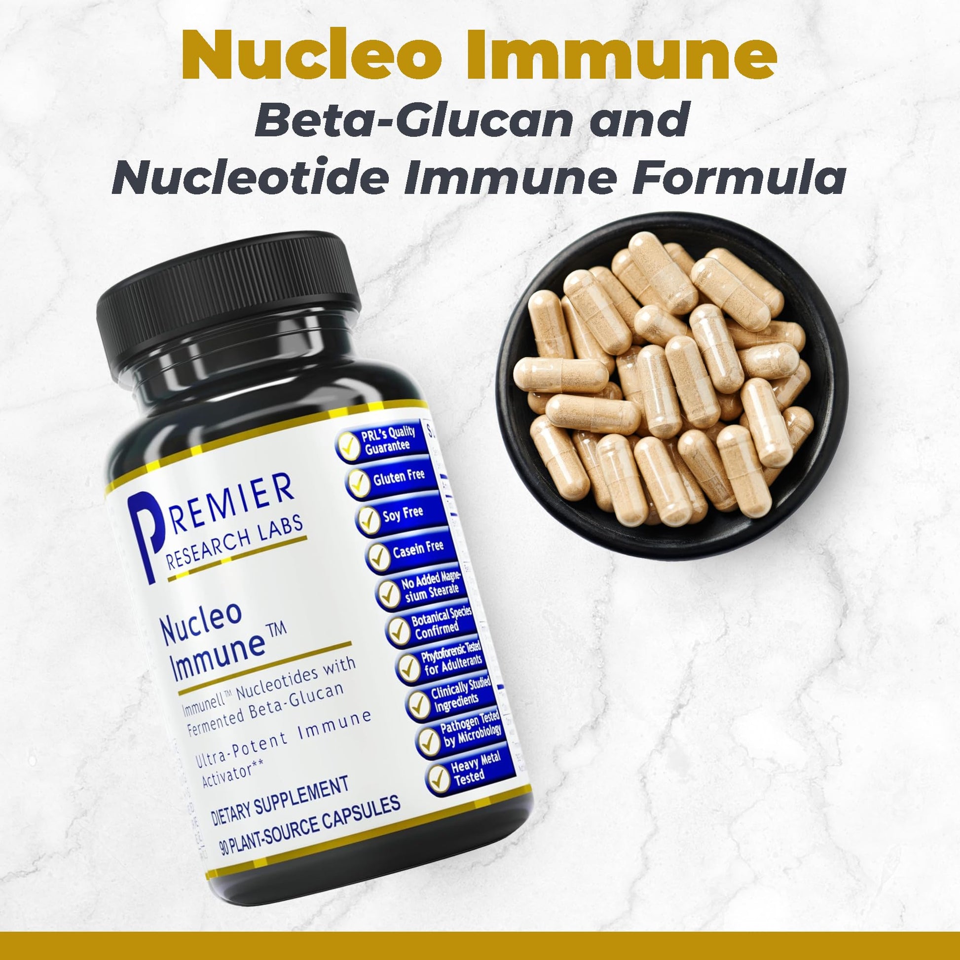 Premier Research Labs Nucleo Immune - Beta Glucan Supplements, Beta Glucans, Phytochemicals, Prickly Pear, Fiber, Immune Support - 90 Capsules Premier Research Labs uk supplements