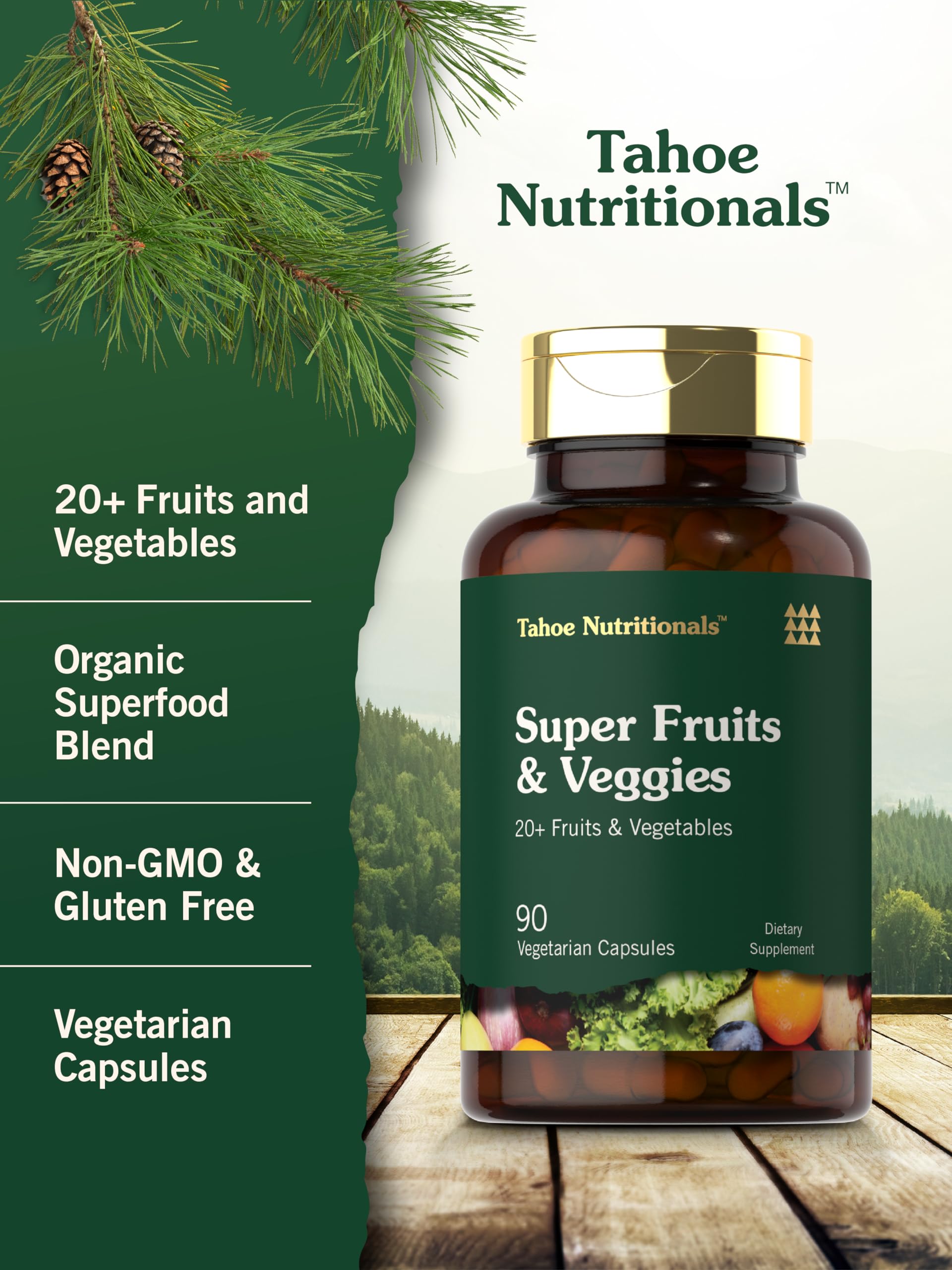Tahoe Nutritionals Super Fruits and Veggies Capsules | 90 Count | Vegetarian, Non-GMO and Gluten Free Supplement Tahoe Nutritionals uk supplements