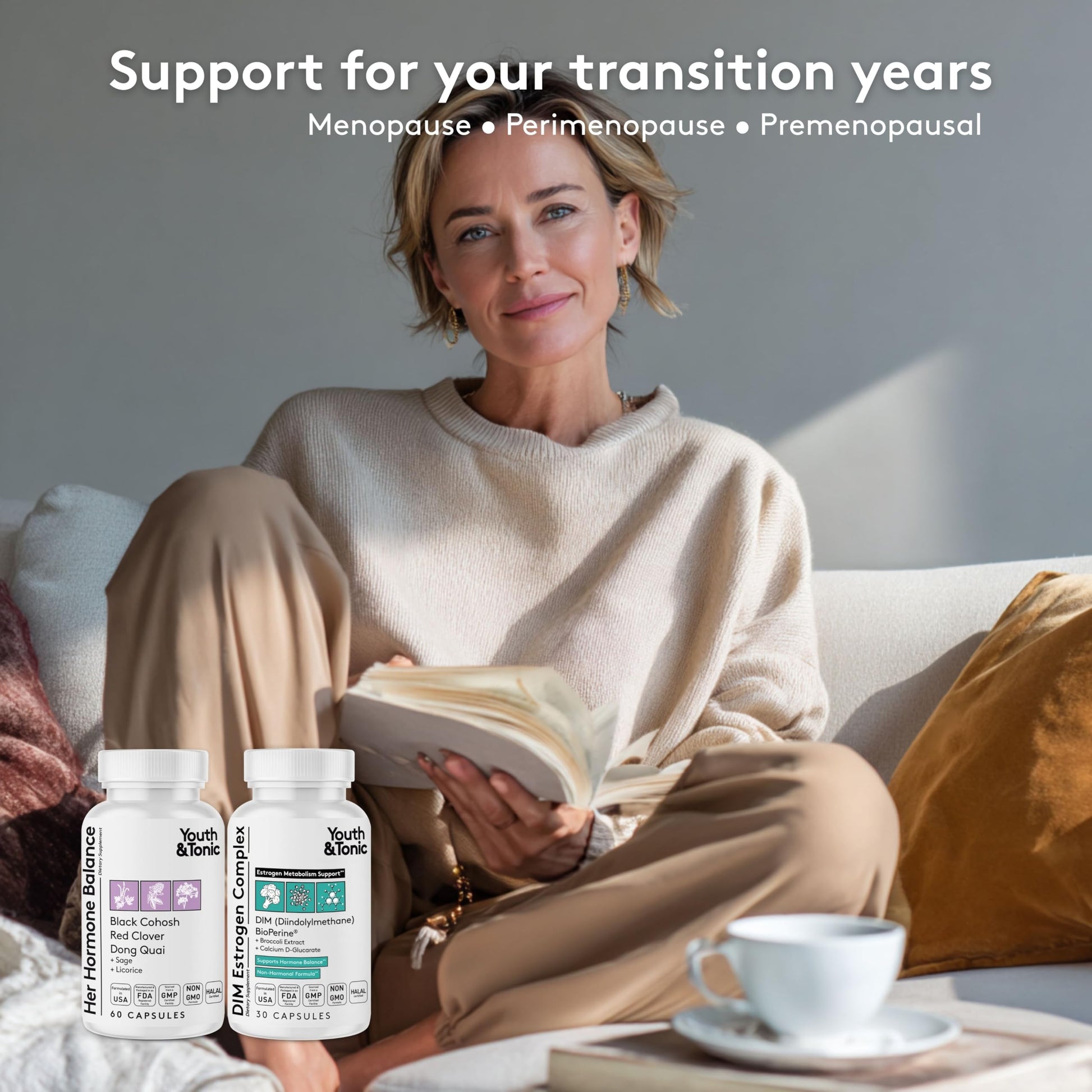 Youth & Tonic DIM Supplement for Women – Estrogen Metabolism & Hormonal Support – Menopause, Perimenopause & Premenopausal Bundle, 90 Capsules Youth & Tonic uk supplements