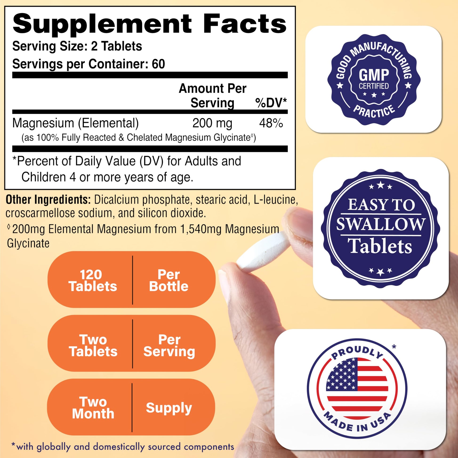 Magnesium Glycinate - Muscle, Nerves, Relaxation & Sleep Supplement | 200mg Elemental Magnesium Fully Reacted Chelated | Gentle on the Stomach | Non-GMO 120 Tablets | by Health Thru Nutrition Health Thru Nutrition uk supplements