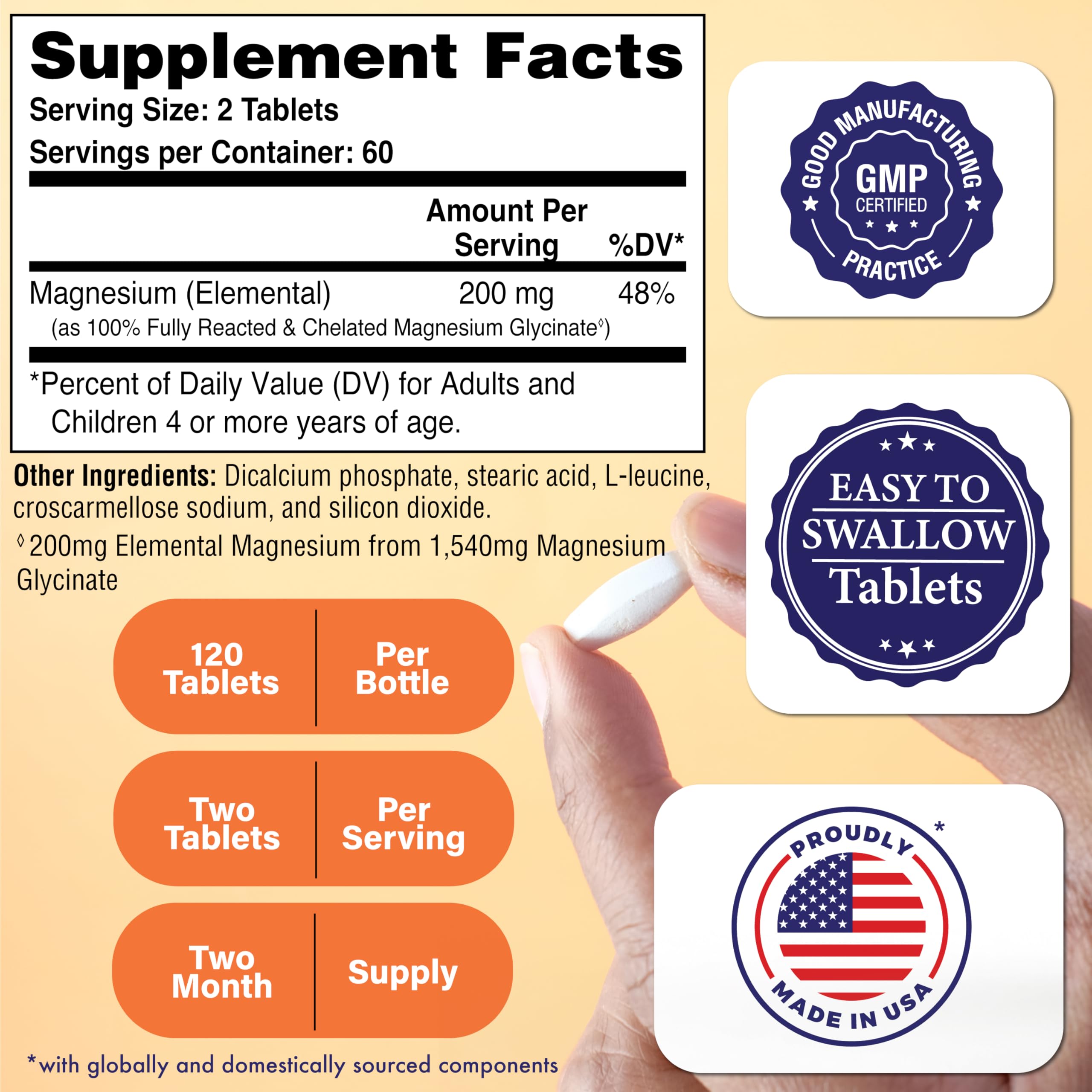 Magnesium Glycinate - Muscle, Nerves, Relaxation & Sleep Supplement | 200mg Elemental Magnesium Fully Reacted Chelated | Gentle on the Stomach | Non-GMO 120 Tablets | by Health Thru Nutrition Health Thru Nutrition uk supplements