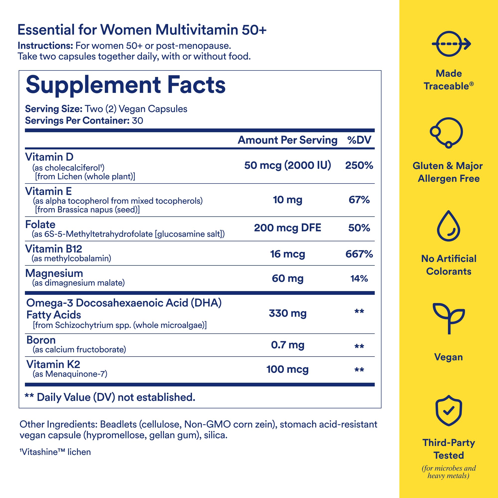 Ritual Multivitamin for Women 50+, Menopause Supplements with Vitamin D3, K2 and Magnesium for Bone Support*, Omega-3 DHA, Vitamin B12 Ritual uk supplements