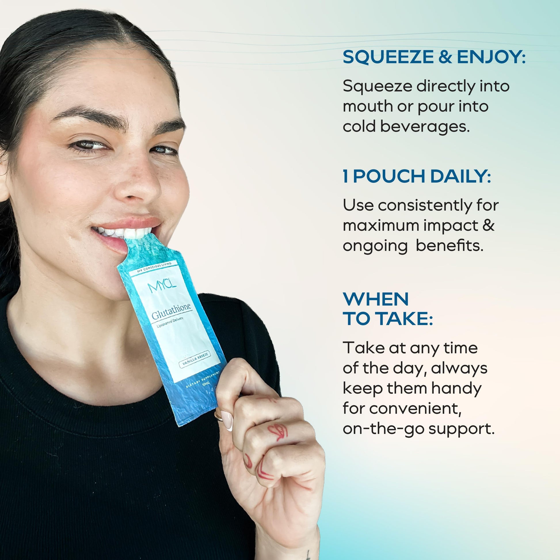 MYCL Liposomal Glutathione Supplement Squeeze Packs – Vitamin E and MCT Oil – Skin, Hair and Nail Health– High Absorption - Vanilla Almond – 30 Single-Serve Packets MYCL uk supplements