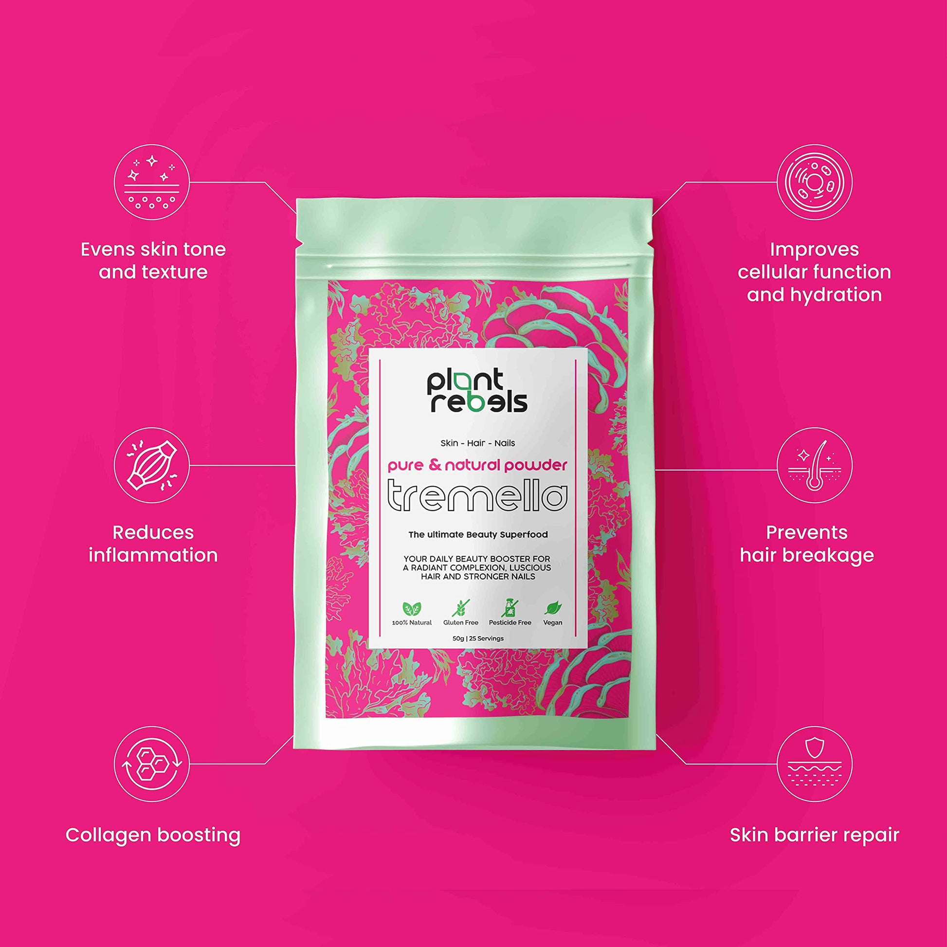 Plant Rebels Pure Tremella Mushroom Extract Powder | Vegan Collagen | Anti Aging Plant Rebels uk supplements