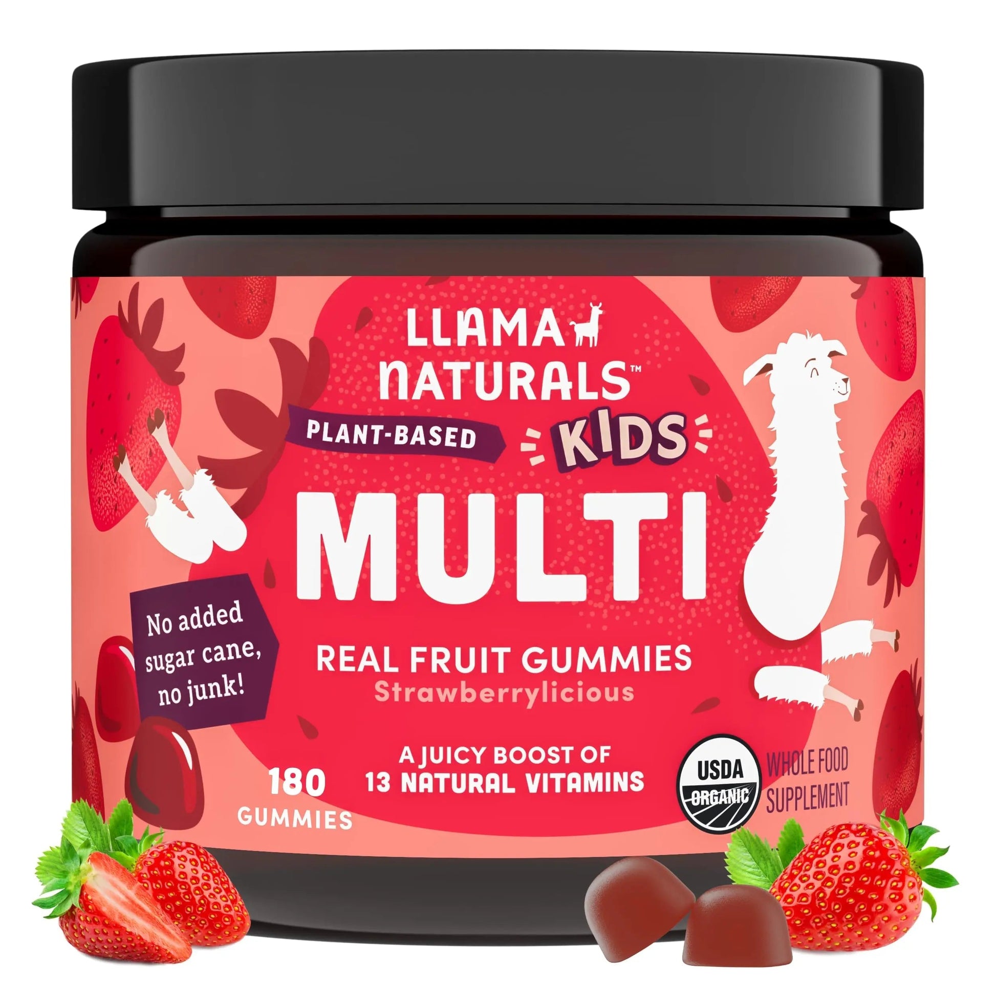 Llama Naturals Kids Multivitamin Gummies | Real Fruit, No Added Sugar Cane | Organic Vegan Toddler Whole Food Vitamins | Llama Naturals uk supplements