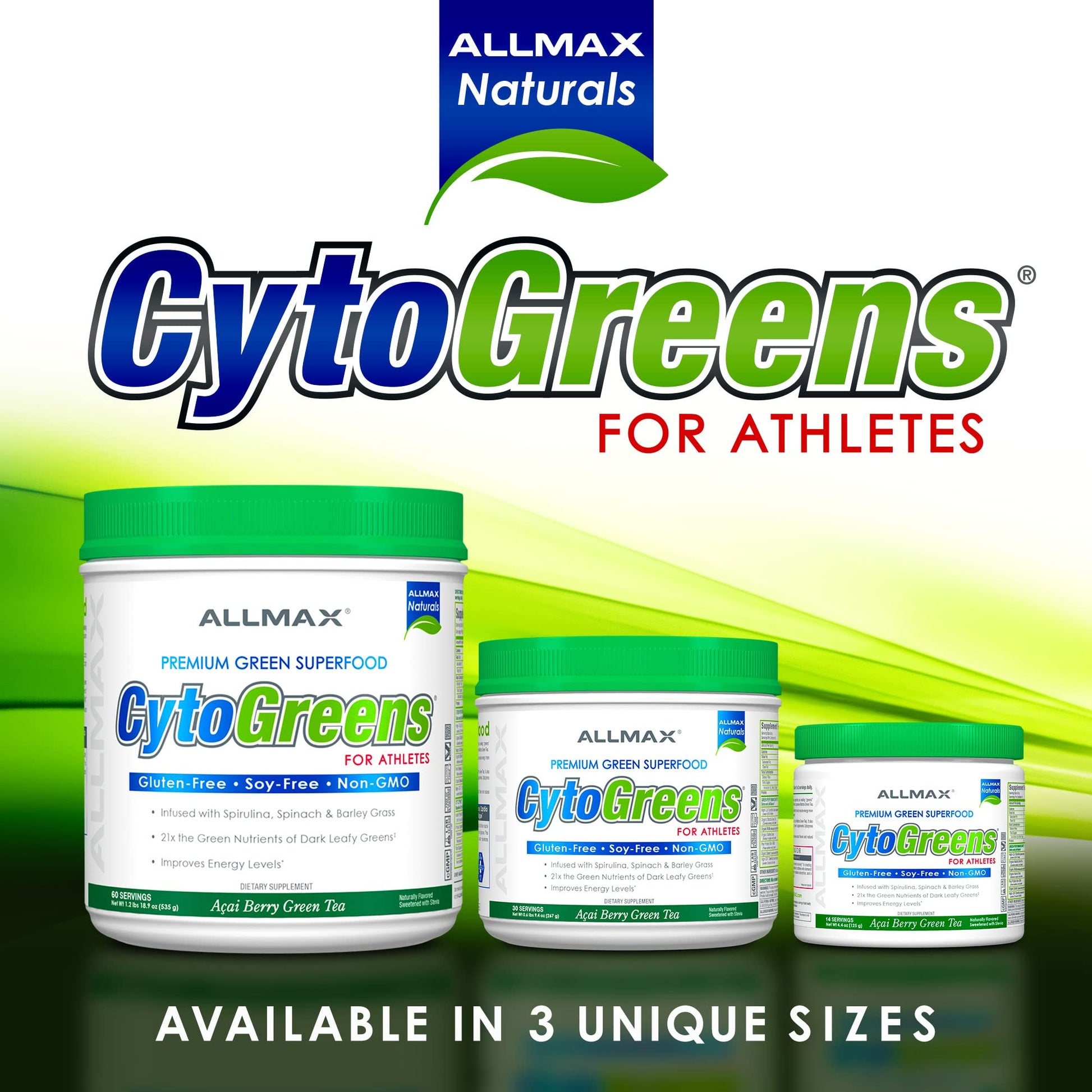 ALLMAX Naturals CytoGreens Super Greens Powder, Premium Green Superfood with Greens, Superfoods, Daily Greens Supplement, Acai Berry Green Tea, 14 Servings ALLMAX uk supplements