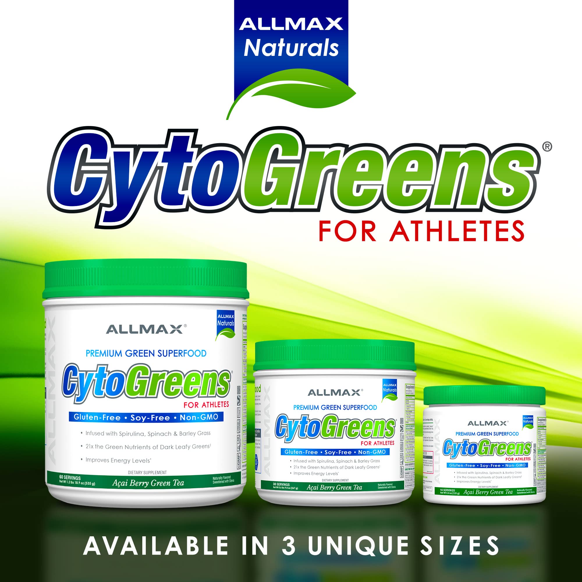 ALLMAX Naturals CytoGreens Super Greens Powder, Premium Green Superfood with Greens, Superfoods, Daily Greens Supplement, Acai Berry Green Tea, 14 Servings ALLMAX uk supplements
