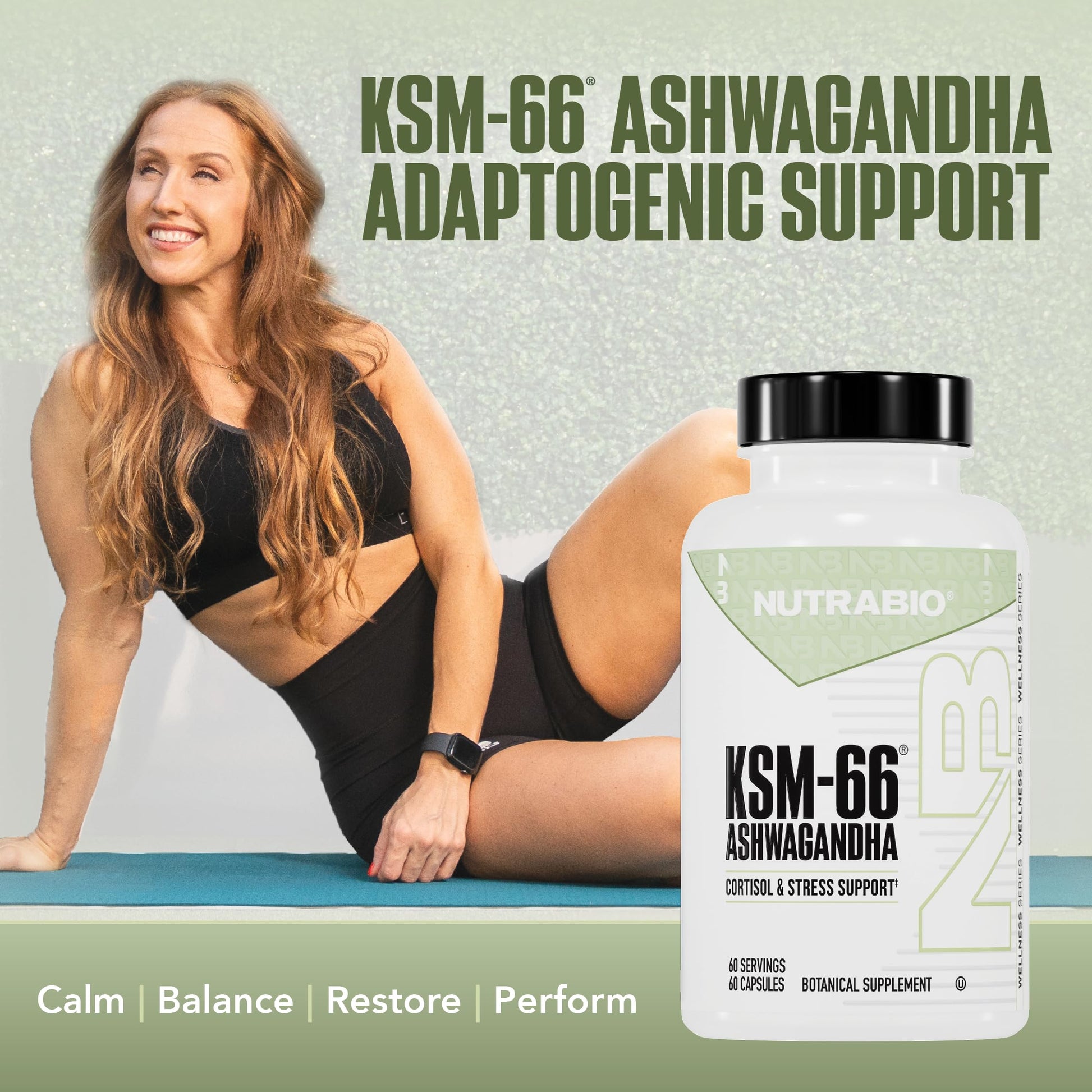 NutraBio Ashwagandha KSM-66 | Ashwagandha Herbal Supplement for Stress, Mood, & Performance | 600 MG of Clinically Studied KSM66 60 Capsules NutraBio uk supplements