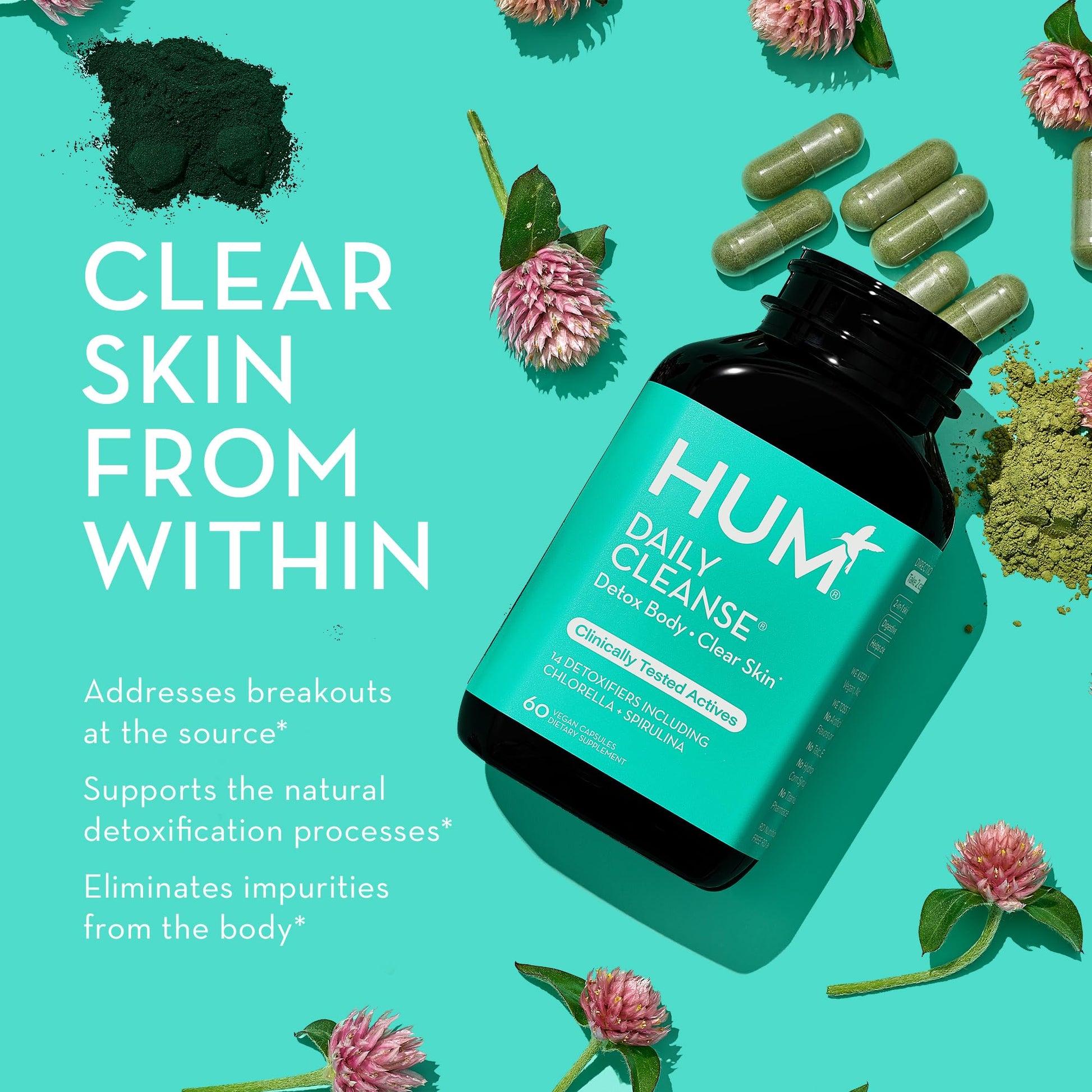 HUM Daily Cleanse Acne Supplements - Support for Clear Skin & Improved Digestion HUM uk supplements