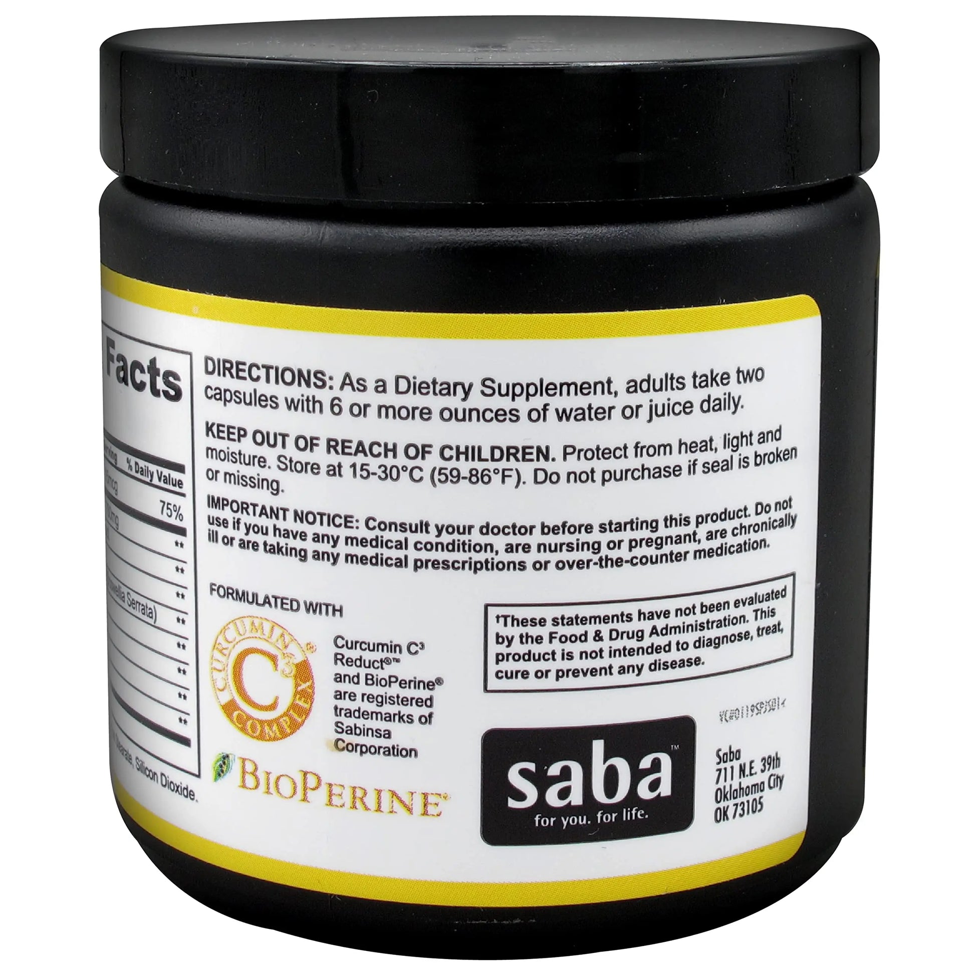 Saba Platinum Joint Support – High Absorption Curcumin C3 Reduct & Boswellia – Fast Acting Turmeric Supplement for Joint Pain Relief, Mobility & Healthy Inflammation Response – 60 Vegan Capsules Saba uk supplements