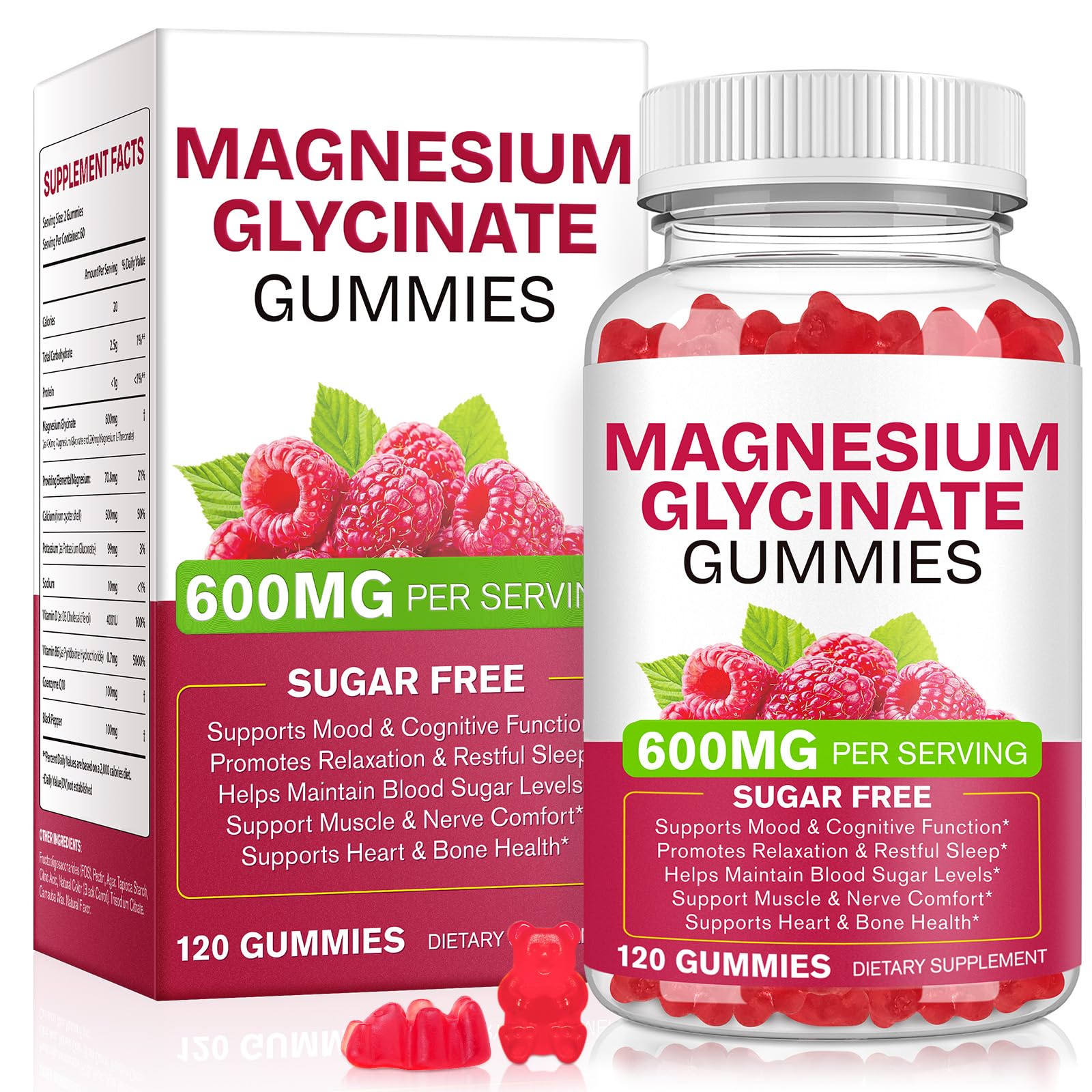 Magnesium Glycinate Gummies 600mg 120 Count - Sugar Free Magnesium Supplement - Supports for Sleep, Memory, Mood, Muscle, Relaxation, Heart & Bone Health BOIUOITI uk supplements
