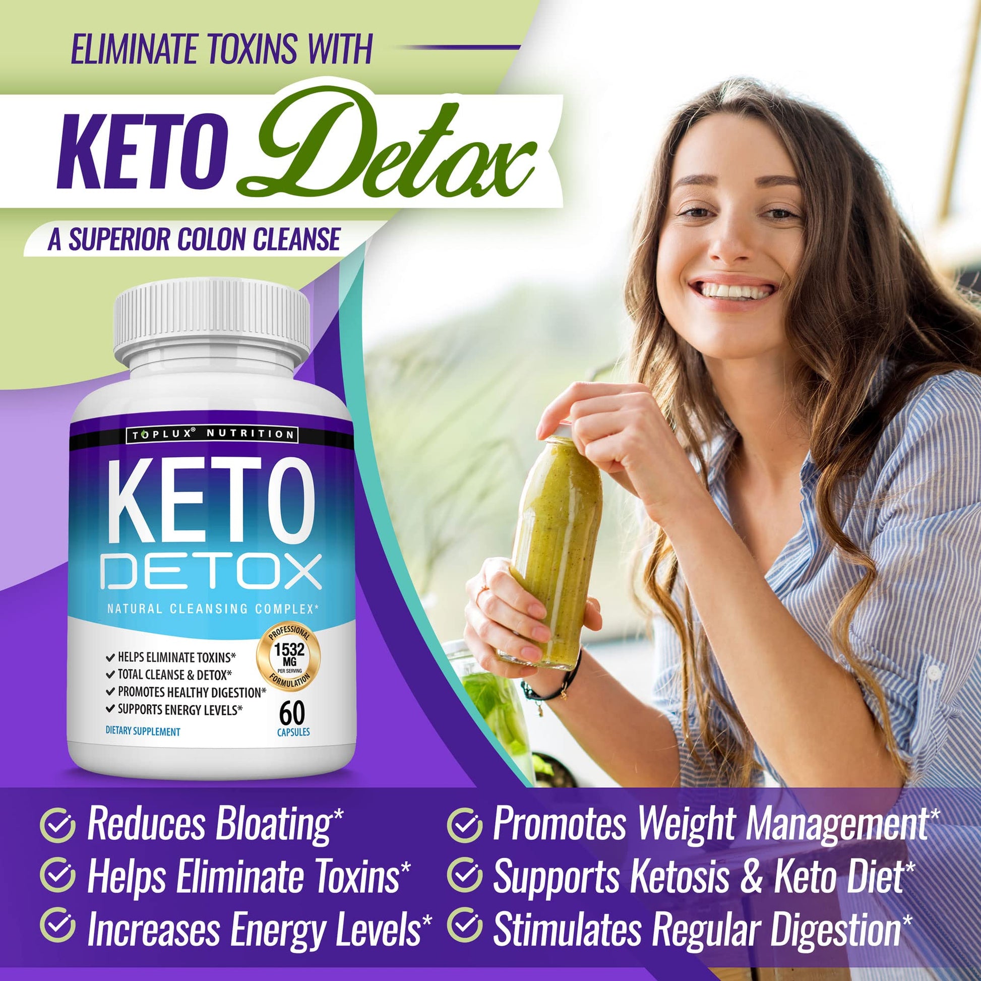 Toplux Keto Detox Pills Advanced Cleansing Extract – 1532 Mg Natural Acai Colon Toplux uk supplements