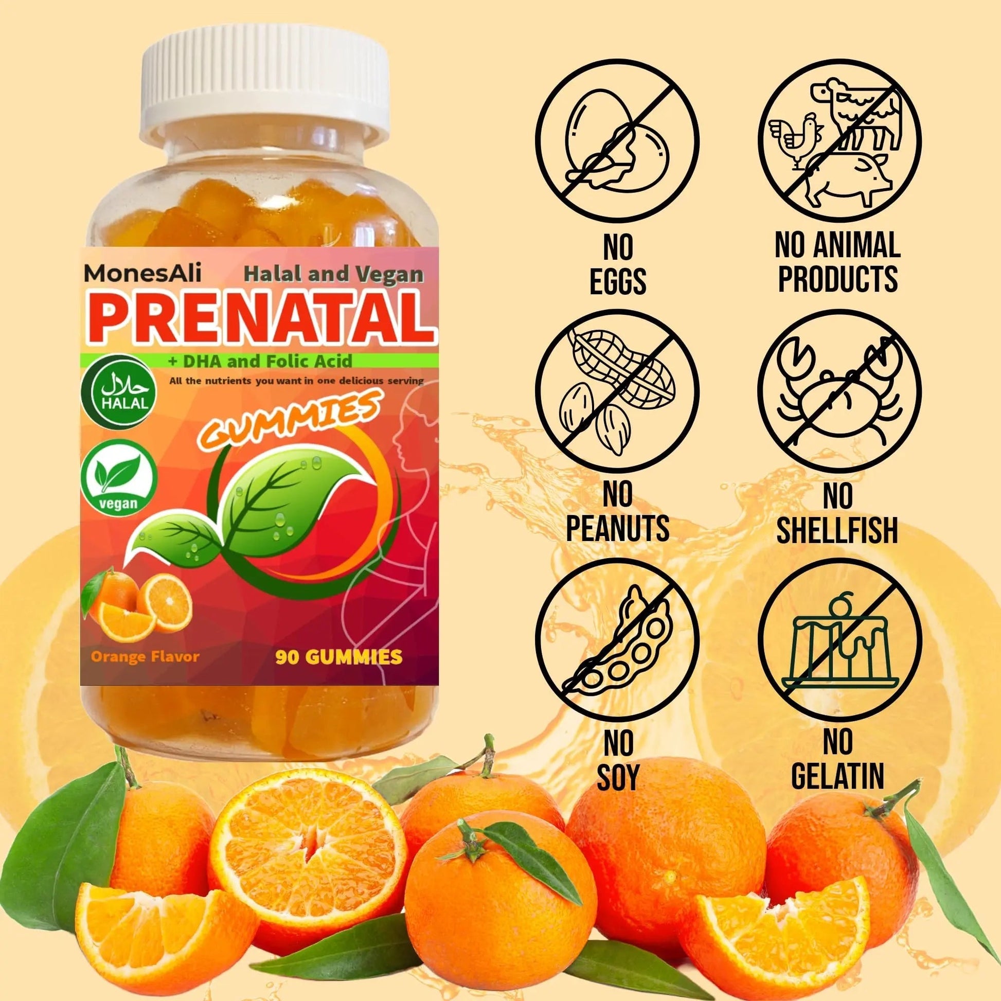 MonesAli Prenatal Gummies for Women Vitamins| & Postnatal | Vegan, Halal, Gelatin Free | with Folate, Iron & Biotin | MonesAli uk supplements