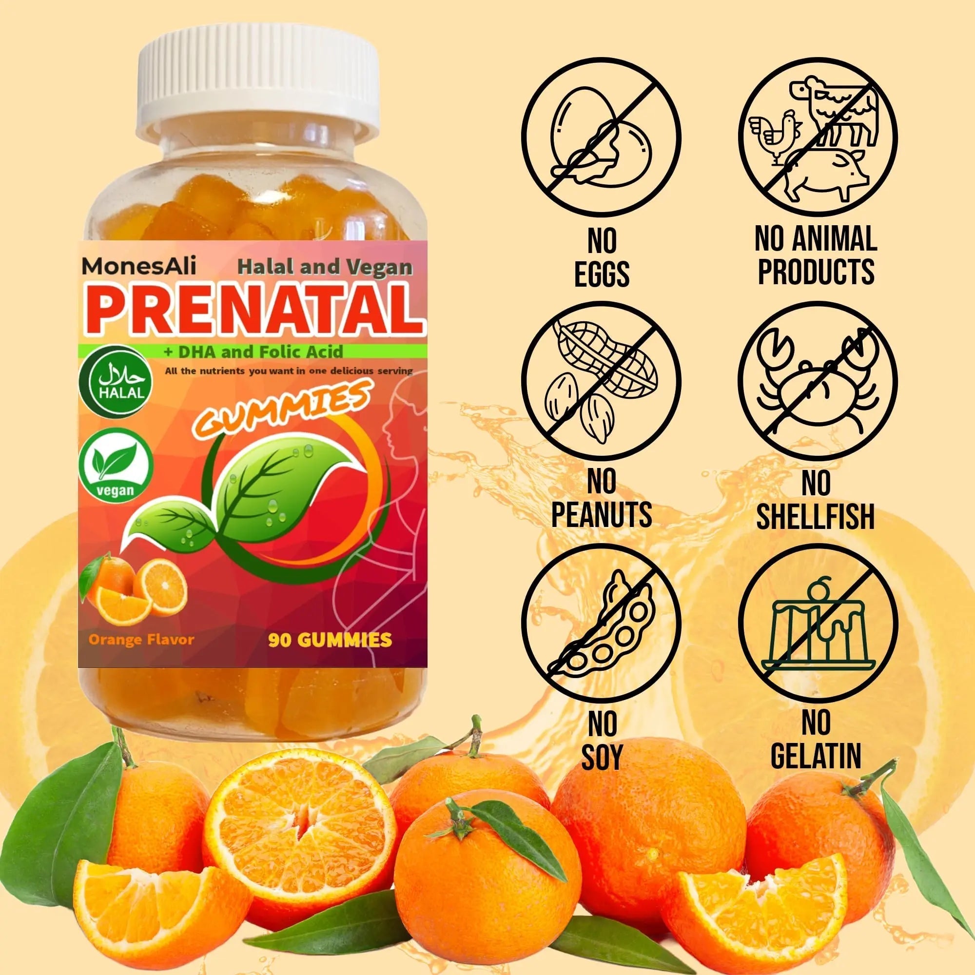 MonesAli Prenatal Gummies for Women Vitamins| & Postnatal | Vegan, Halal, Gelatin Free | with Folate, Iron & Biotin | MonesAli uk supplements