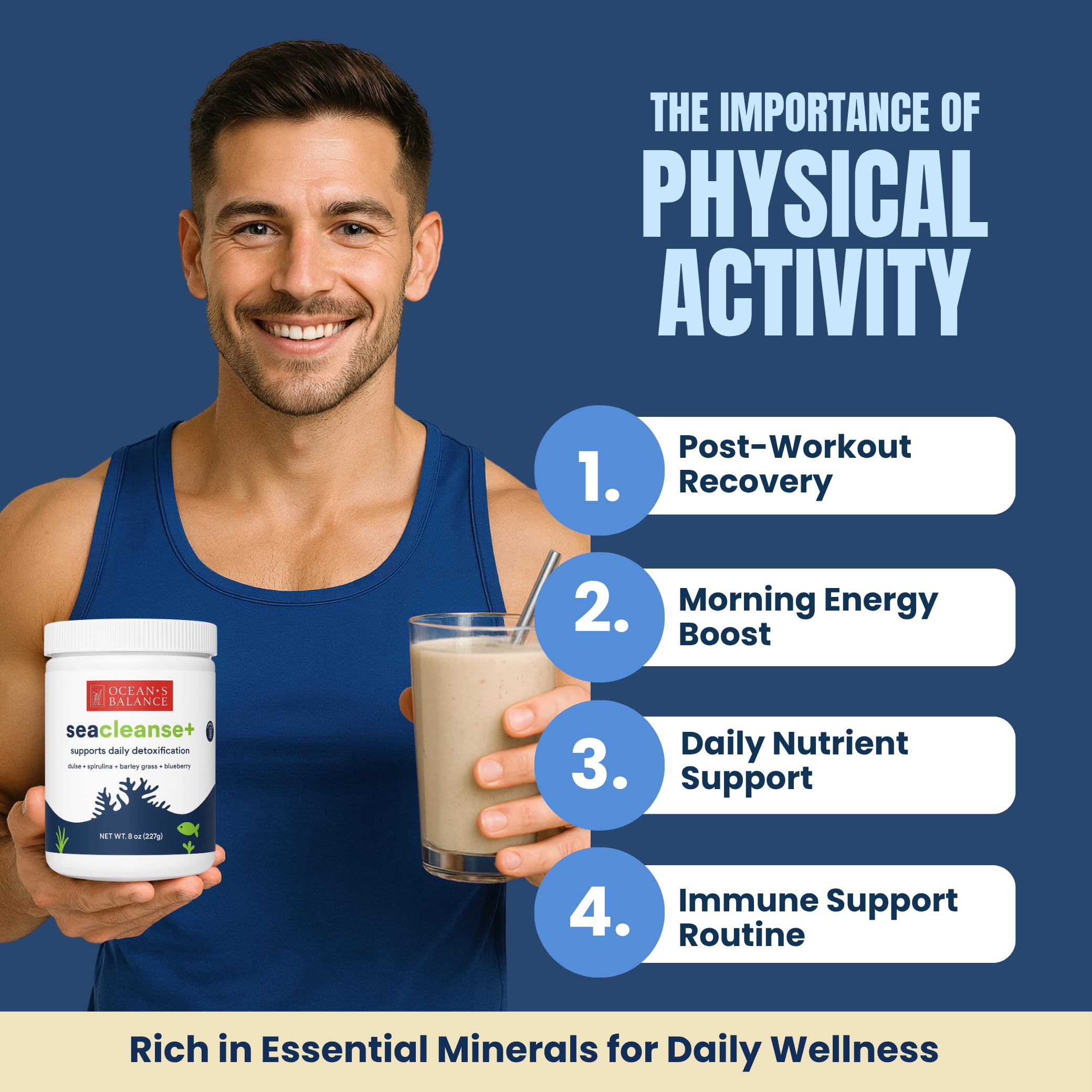 Ocean's Balance Seacleanse+ Daily Detox Cleanse Powder | Gut Health & Immune Support | Supports Gentle Cleanse & Vitality | 8oz Ocean's Balance Clean Taste of Maine uk supplements