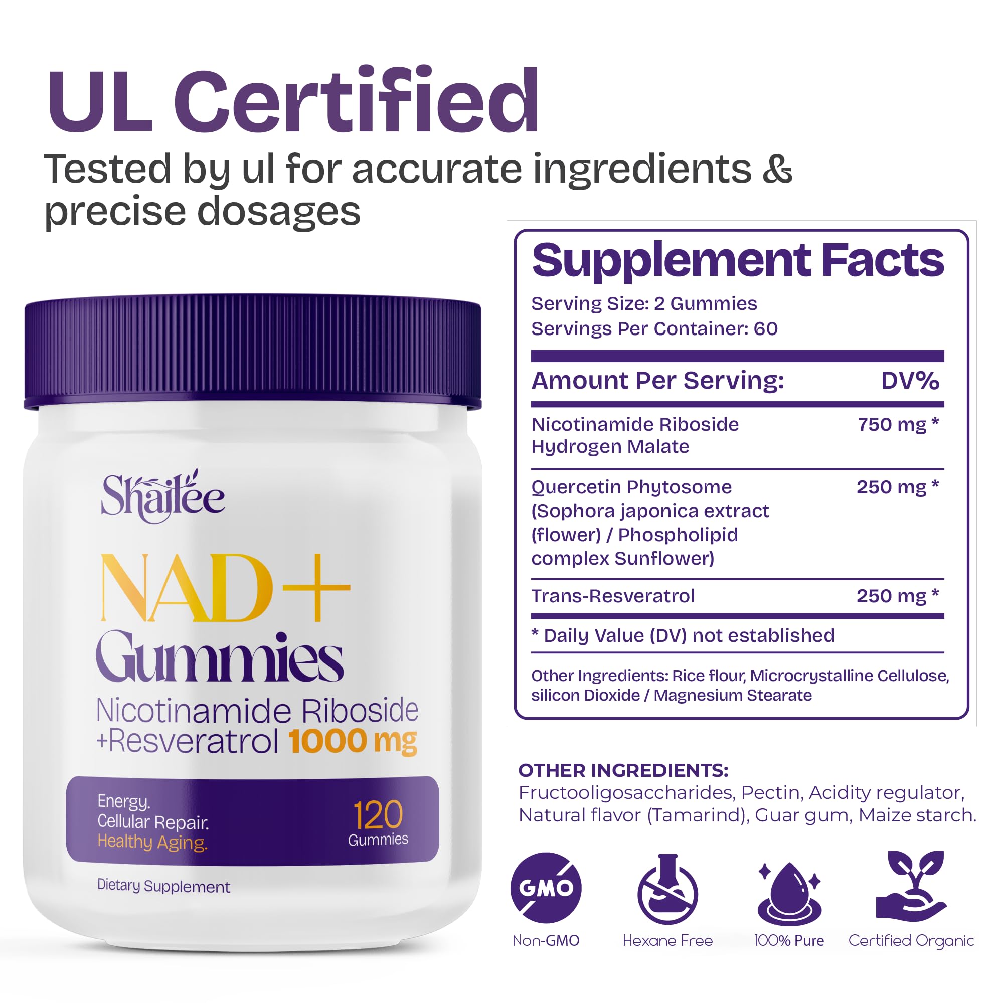 NAD Supplements for Women with Resveratrol, 1000mg Liposomal Nicotinamide Riboside with Quercetin, NMN Supplement Alternative Supports Cellular Energy & Repair, 120 NAD Gummies for Brain Boost Shailee uk supplements