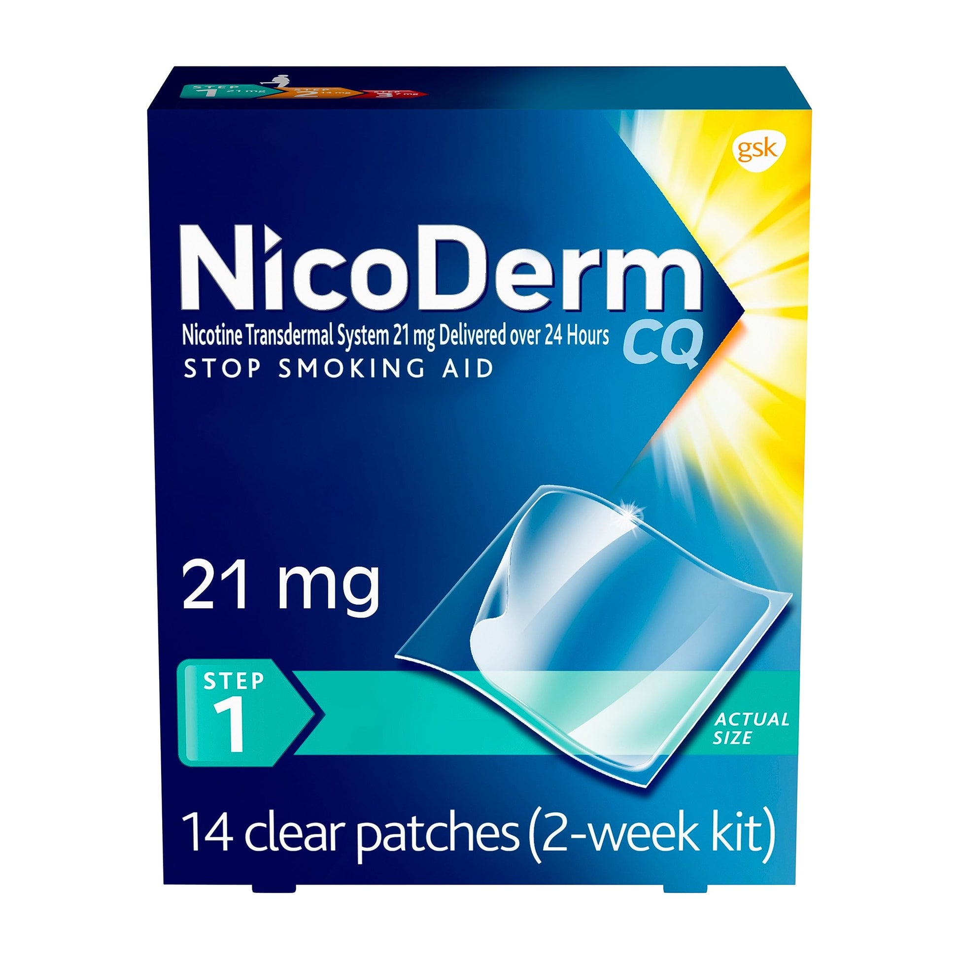 NicoDerm CQ Step 1 Nicotine Patches to Quit Smoking, 21mg, Stop Smoking NicoDerm uk supplements