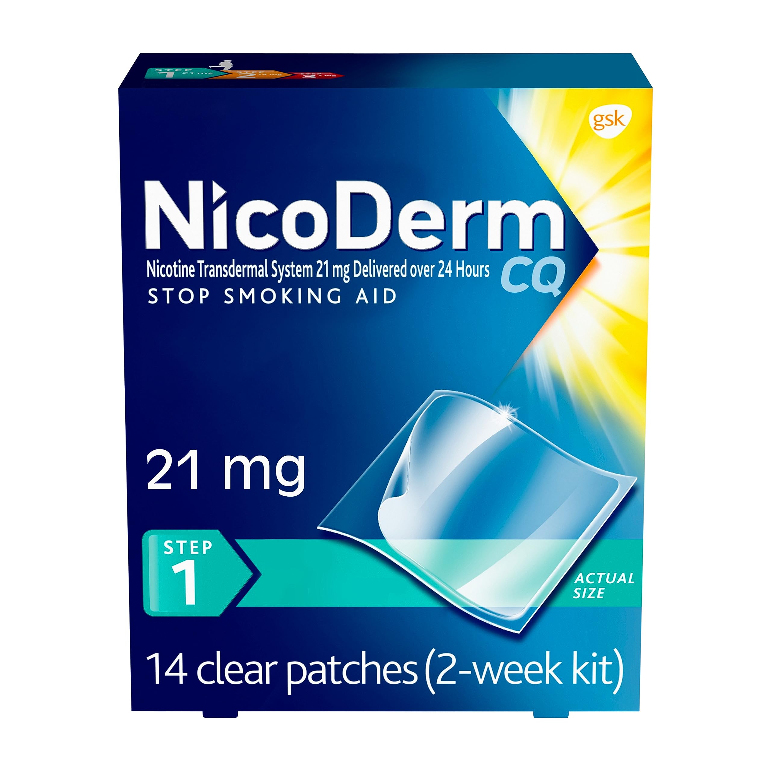 NicoDerm CQ Step 1 Nicotine Patches to Quit Smoking, 21mg, Stop Smoking NicoDerm uk supplements