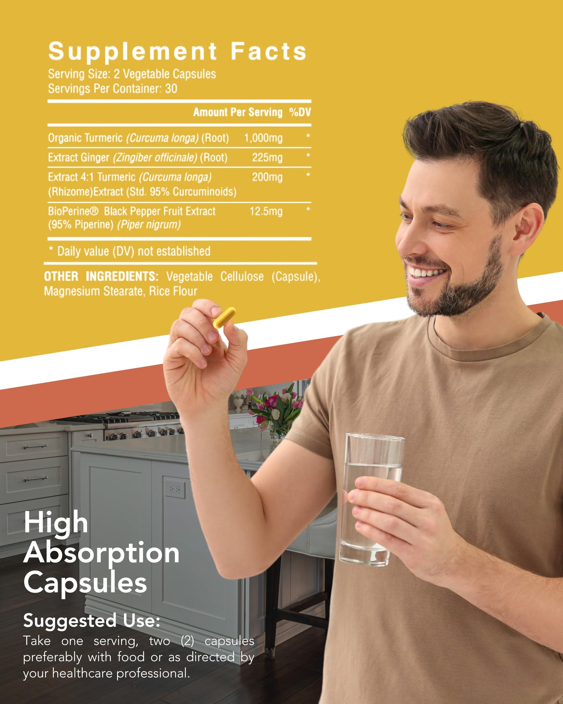 Organic Turmeric & Ginger Capsules - Turmeric Curcumin with Ginger & BioPerine, 95% Curcuminoids - Joint, Digestion, Immunity Support, Black Pepper Extract for Increased Absorption CogniTune uk supplements