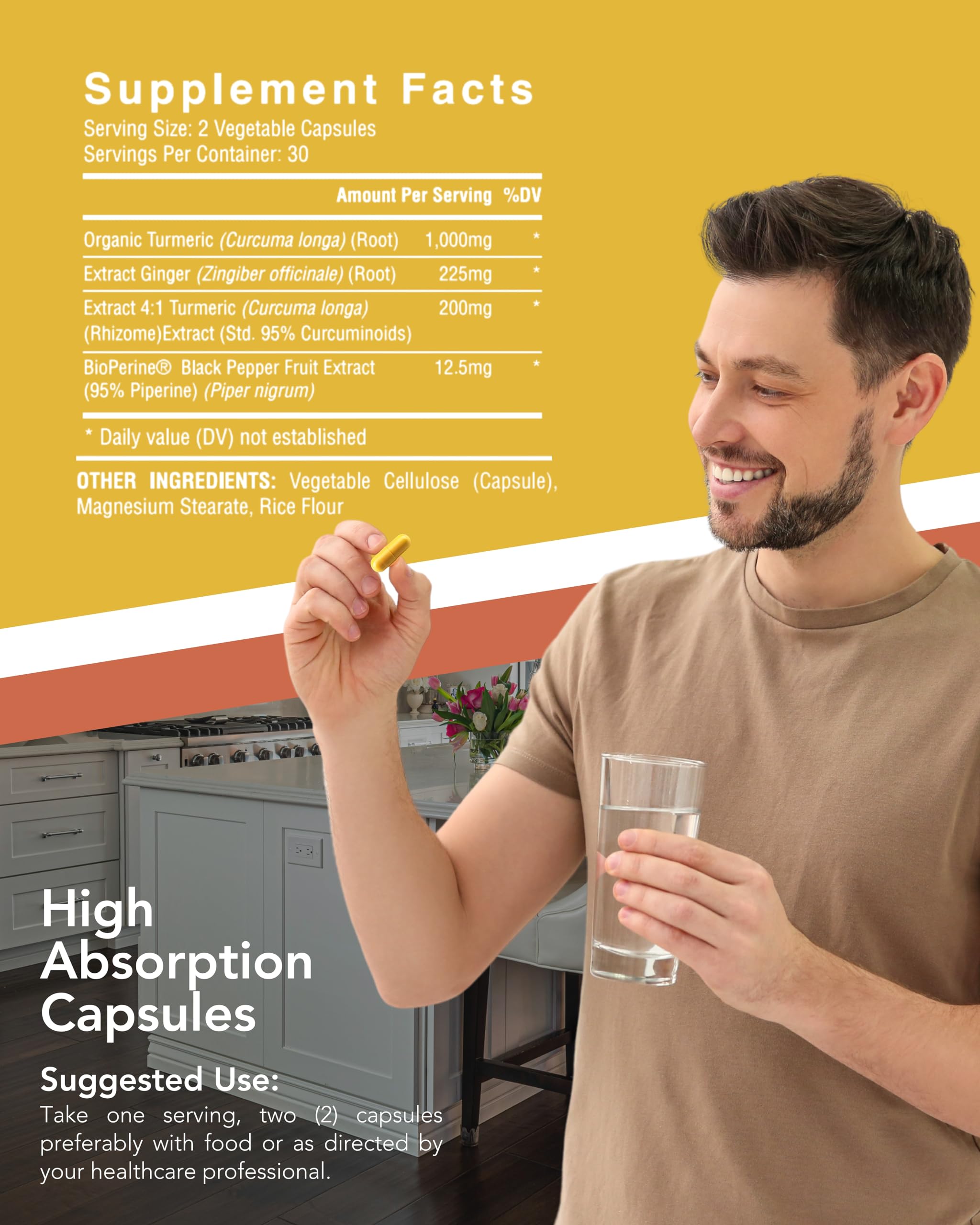 Organic Turmeric & Ginger Capsules - Turmeric Curcumin with Ginger & BioPerine, 95% Curcuminoids - Joint, Digestion, Immunity Support, Black Pepper Extract for Increased Absorption CogniTune uk supplements