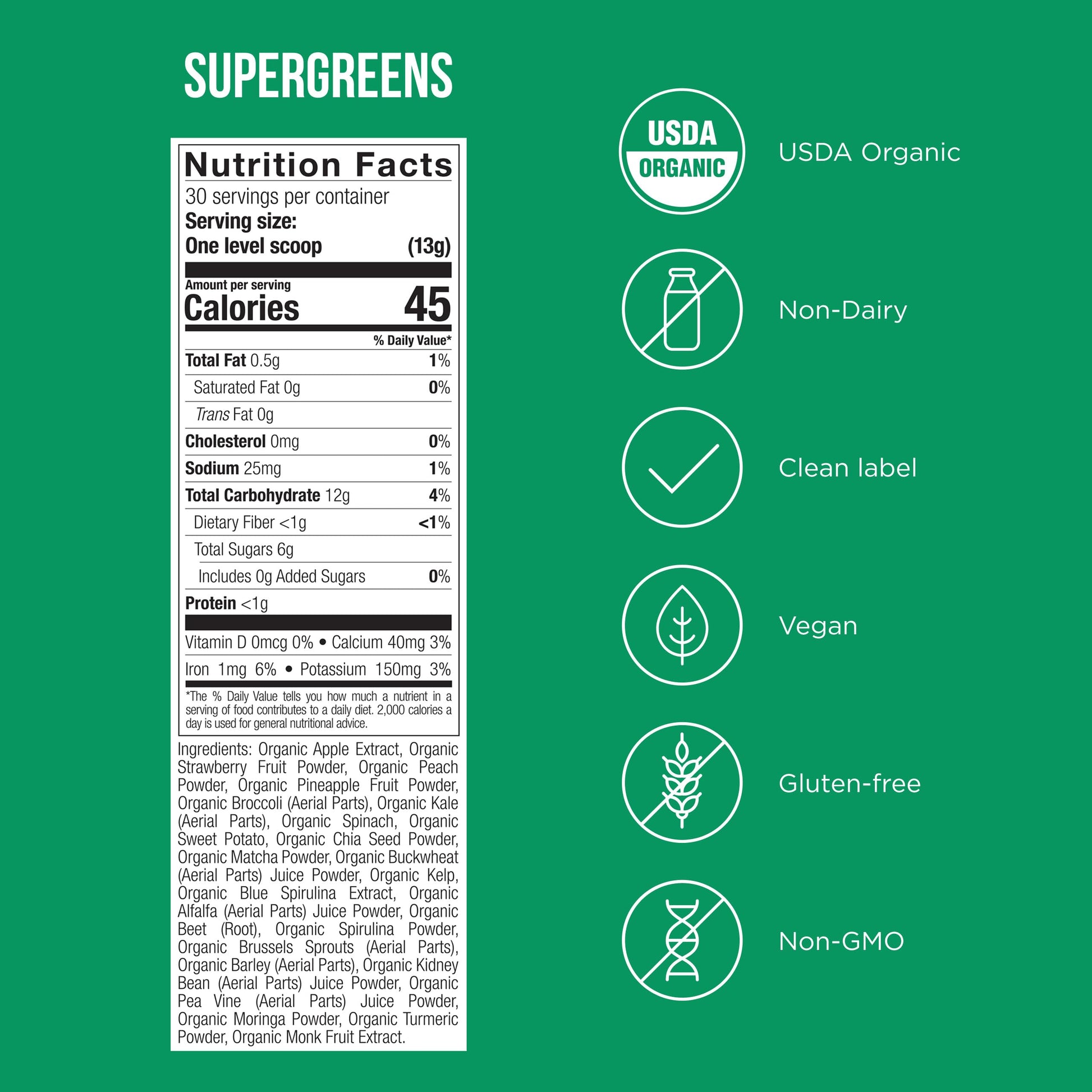 Possible SuperGreens - Potent Superfoods Blend - Plant-Based Antioxidant Support - Greens Powder Supplement & Drink Mix - Non-GMO, Vegan & Gluten-Free - SuperGreens (30 Servings) Possible uk supplements