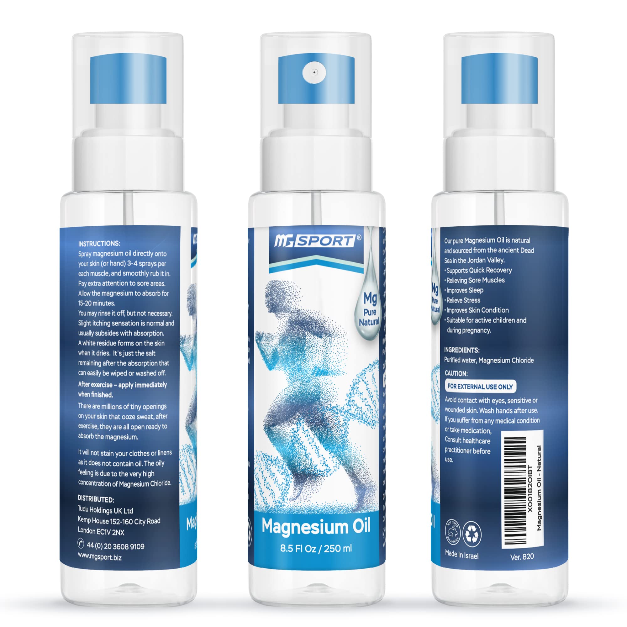 High Absorption Pure Magnesium Oil Spray – 250 ml – 100% Pure Magnesium Chloride MGSPORT uk supplements