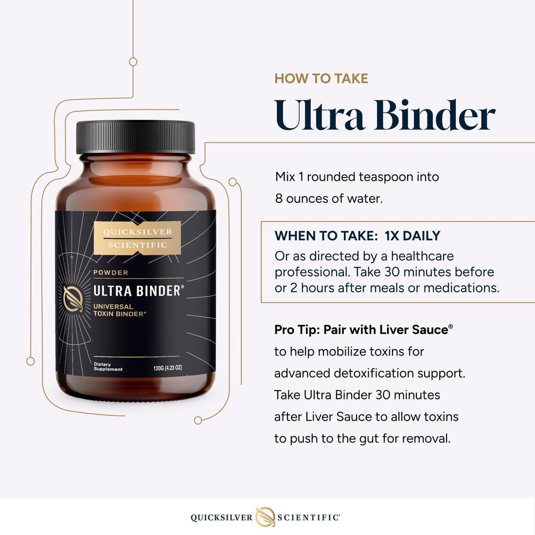 Quicksilver Scientific Ultra Binder Powder - Multi Binder with Bentonite Clay, Zeolite Detox & Charcoal - Supplement for Gut Support & The Body's Toxin Removal Process (120g) Quicksilver Scientific uk supplements