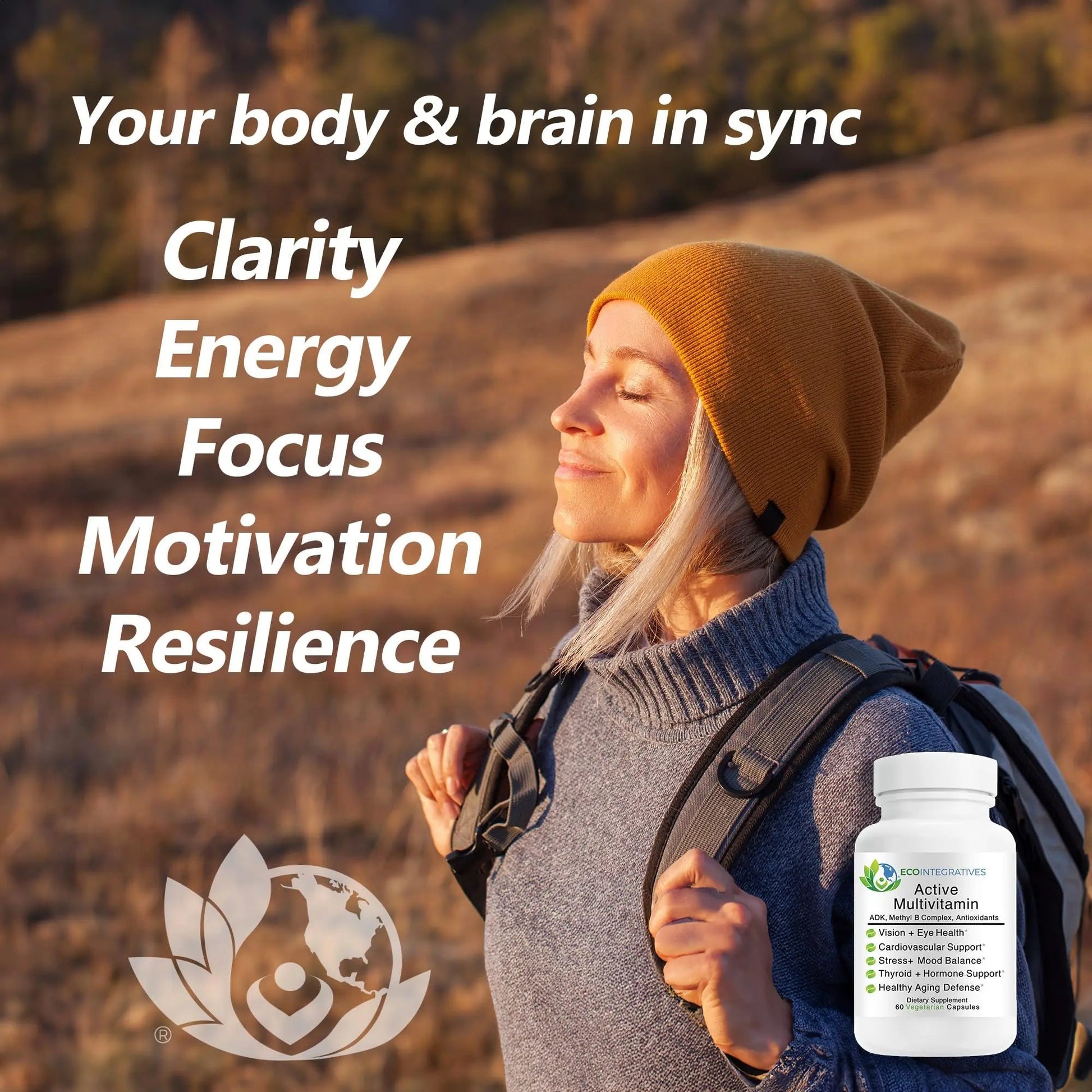 EcoIntegratives Active Multivitamin | ADK, Methyl B Complex, Antioxidants | Quatrefolic Folate, Methyl B12, P5P, Vitamin D3, K1/K2 | EcoIntegratives uk supplements