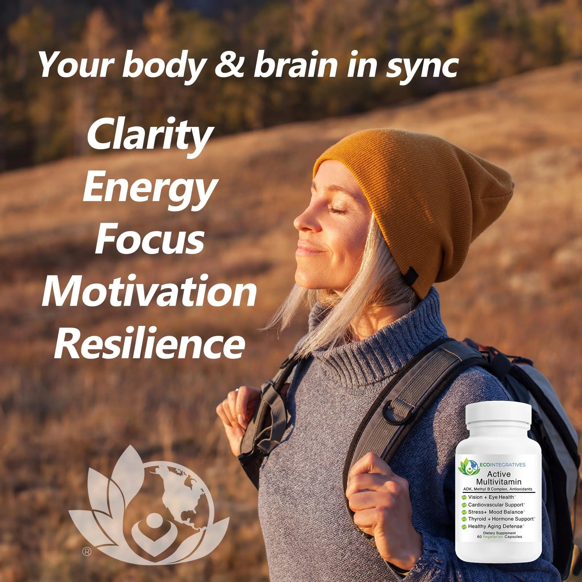 EcoIntegratives Active Multivitamin | ADK, Methyl B Complex, Antioxidants | Quatrefolic Folate, Methyl B12, P5P, Vitamin D3, K1/K2 | EcoIntegratives uk supplements