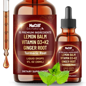 NUQIIT 10in1 Lemon Balm Tincture Blend Includes Vitamin D3, Vitamin K2, Lemon Balm, Ginger, Turmeric, Ceylon Cinnamon and More - 1 FL Oz - 60 Day Supply NUQIIT uk supplements
