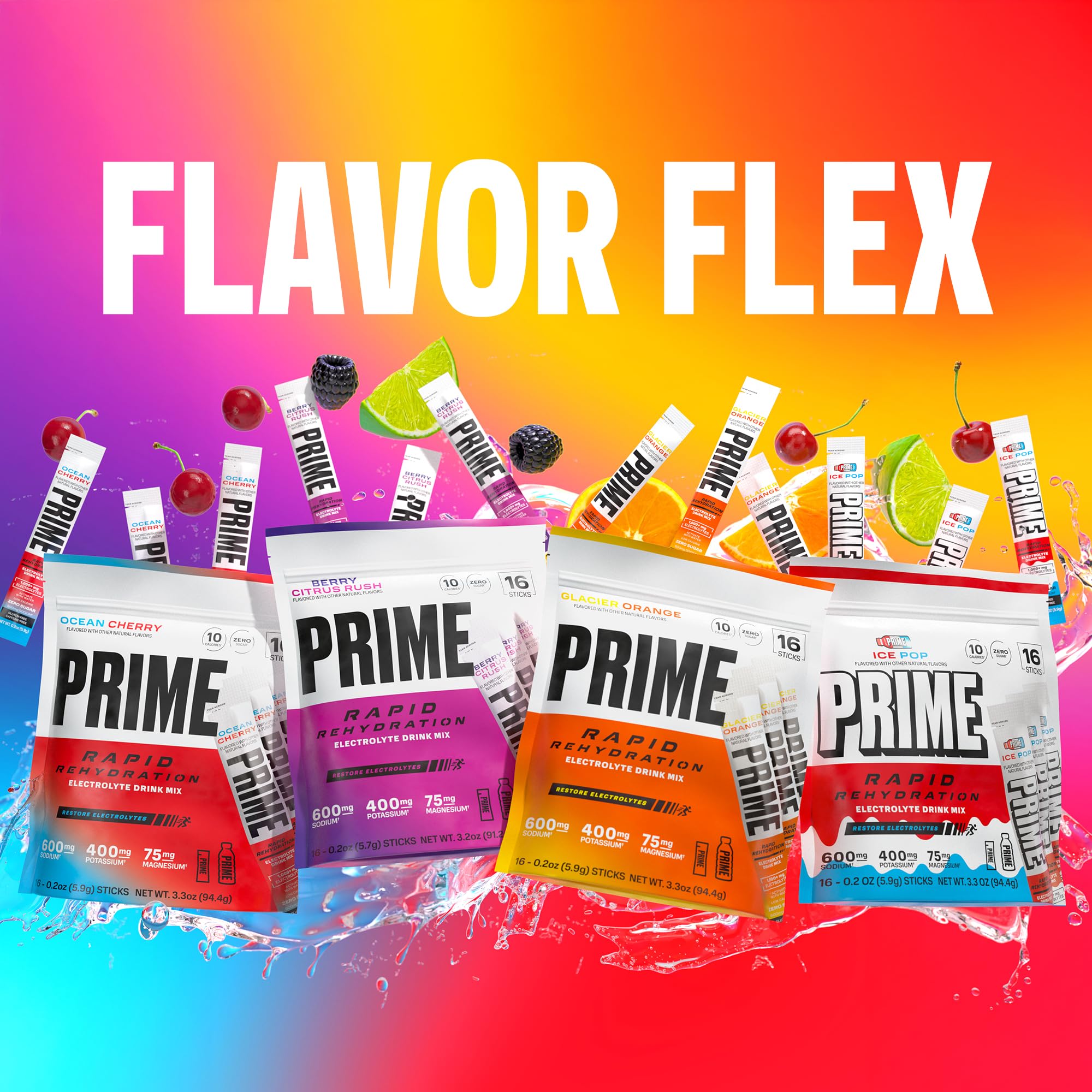 Prime Rapid Rehydration Electrolyte Powder Sticks, Ocean Cherry, Sugar Free Hydration Drink Mix with Sodium, Potassium, Magnesium & B Vitamins PRIME HYDRATION uk supplements