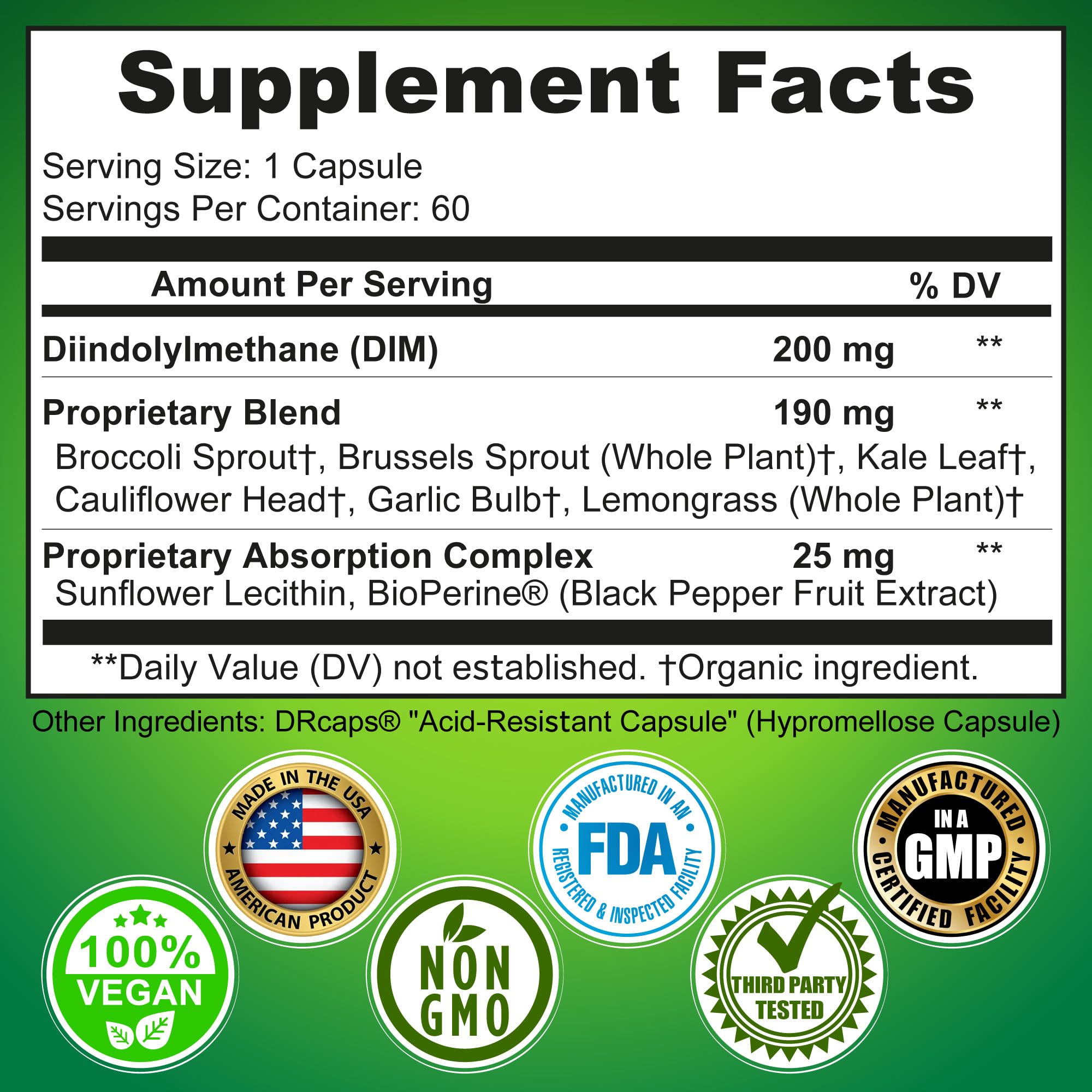 Optimal DIM 200mg Supplement for Women and Men - Made with Organic Whole Foods - Estrogen & Hormone Balance Support Diindolylmethane Complex - Maximum Absorption Delayed-Release Capsules - 60 Count SUPPLEMENTS STUDIO uk supplements