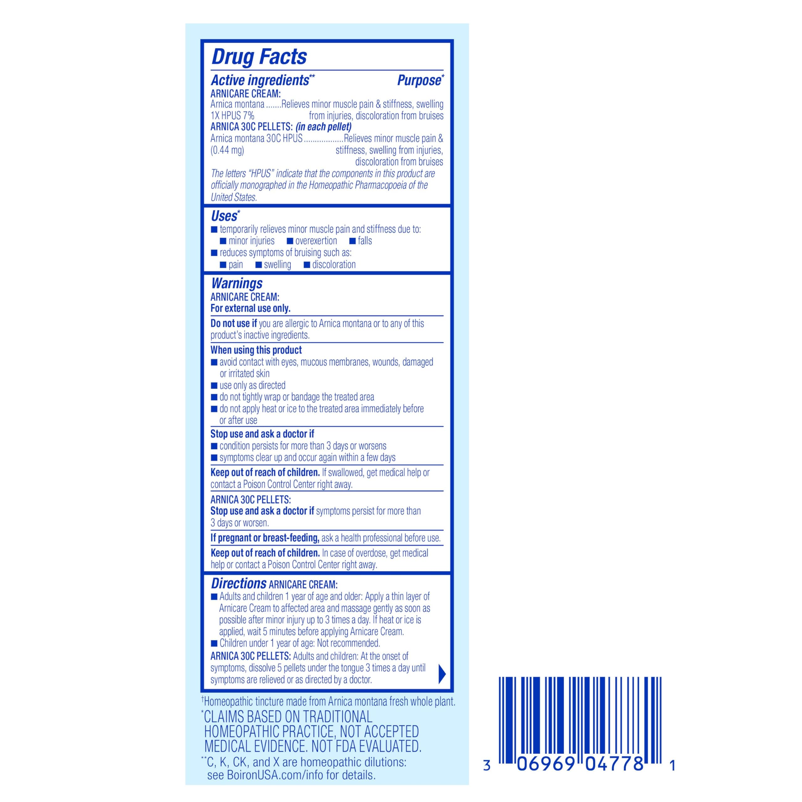 Boiron Arnicare Gel and Arnica 30c Value Pack for Pain Relief, Muscle Soreness, and Swelling from Bruising or Injury - 2.6 oz + 80 Pellet Tube Boiron uk supplements