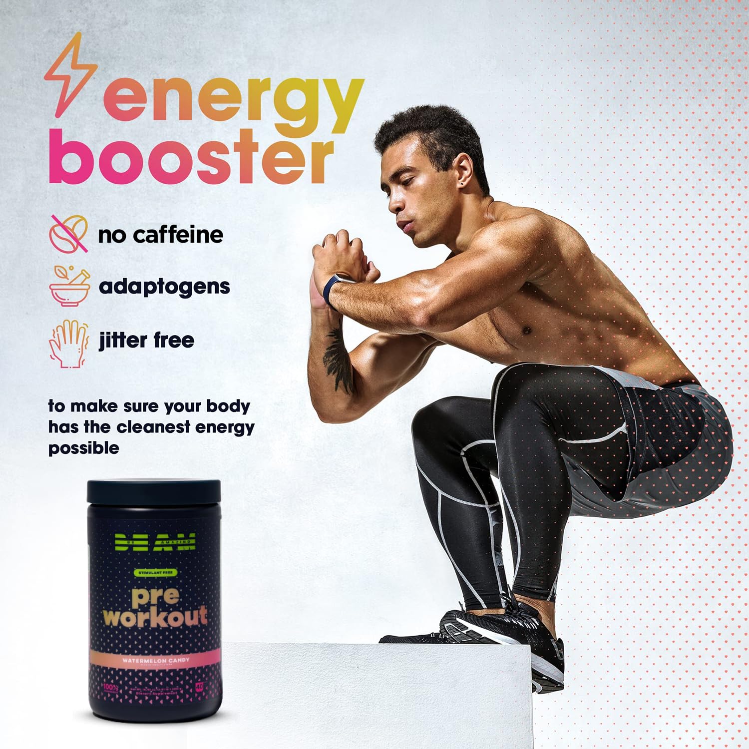BEAM Be Amazing Vegan Stim Free Pre-Workout Powder | Energy Booster Powdered Drink BEAM uk supplements